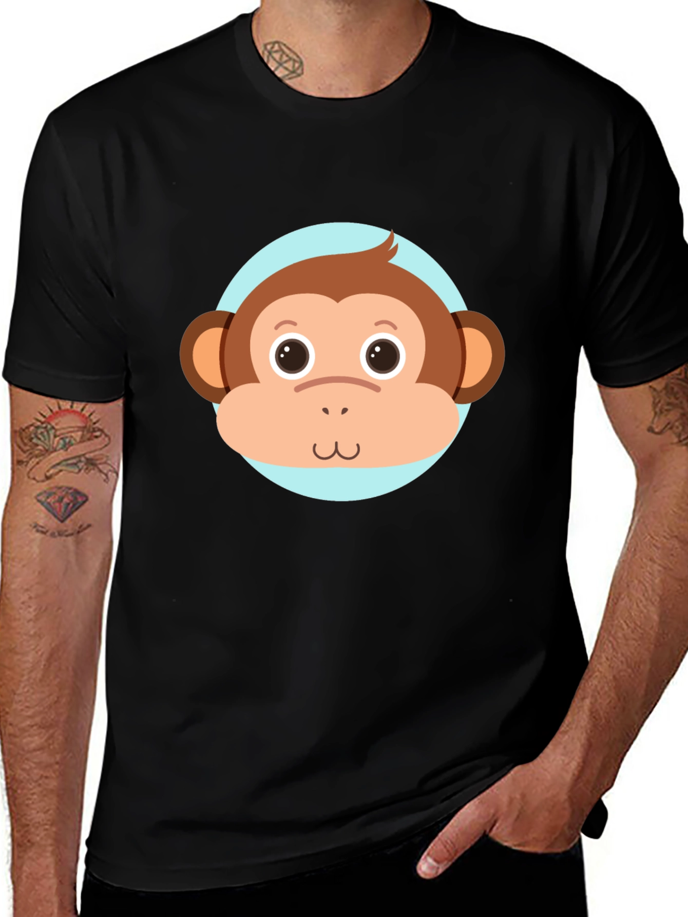 Variant 16 of Cute Monkey Graphic Black T-Shirt
