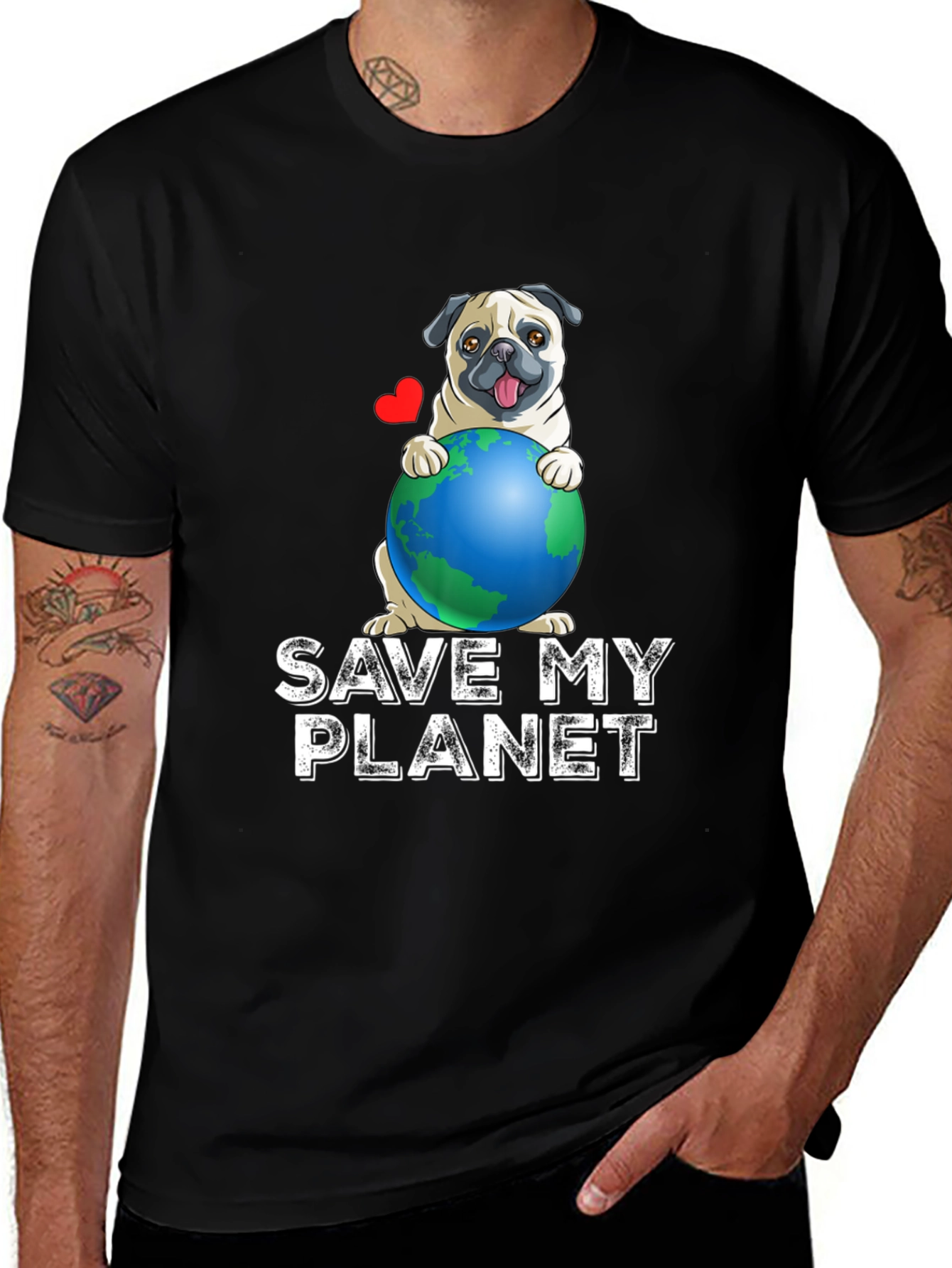 Variant 10 of Save My Planet Pug T-Shirt - Earth Day Apparel