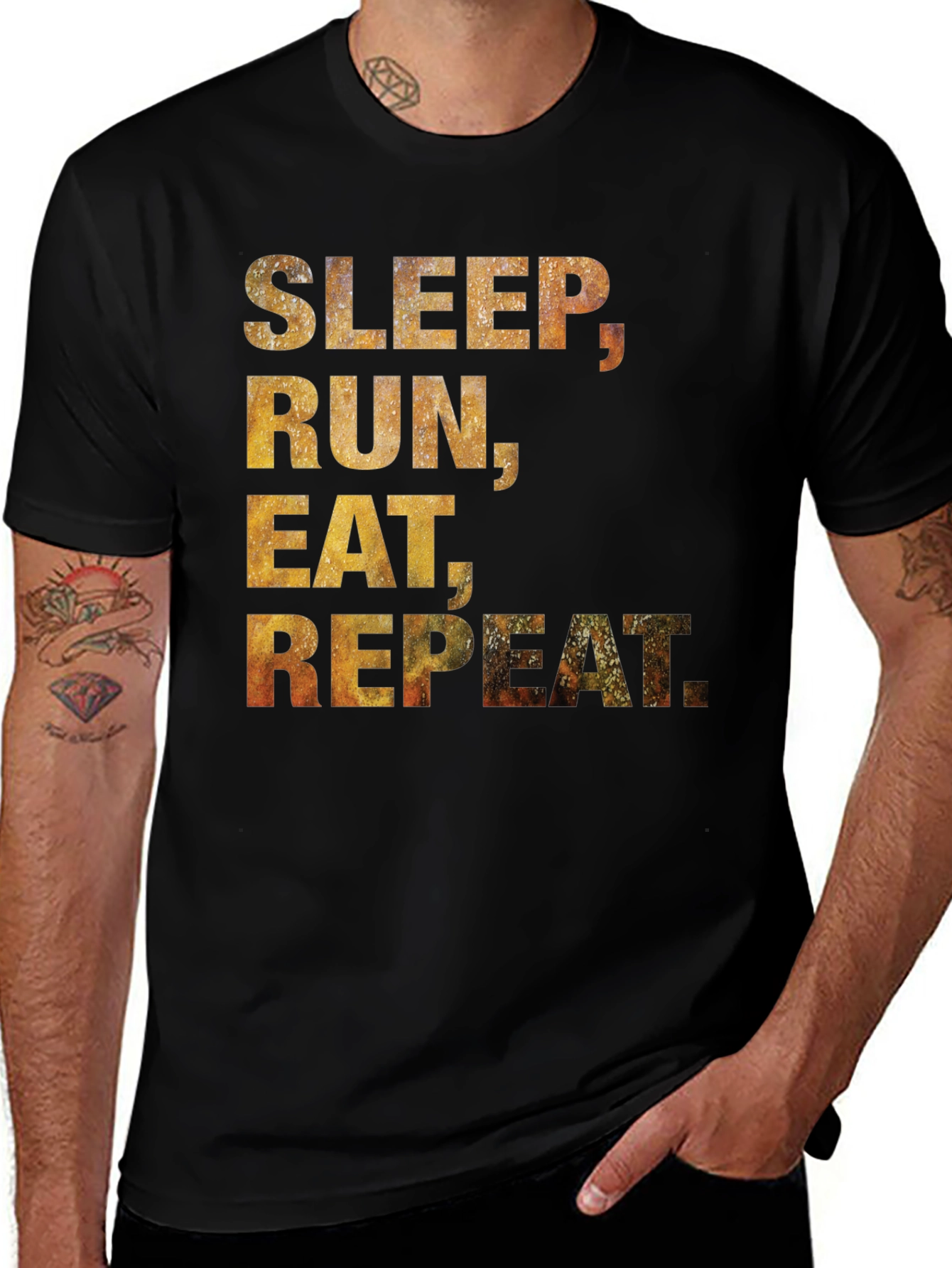 Variant 12 of Sleep Run Eat Repeat T-Shirt - Black Cotton Tee