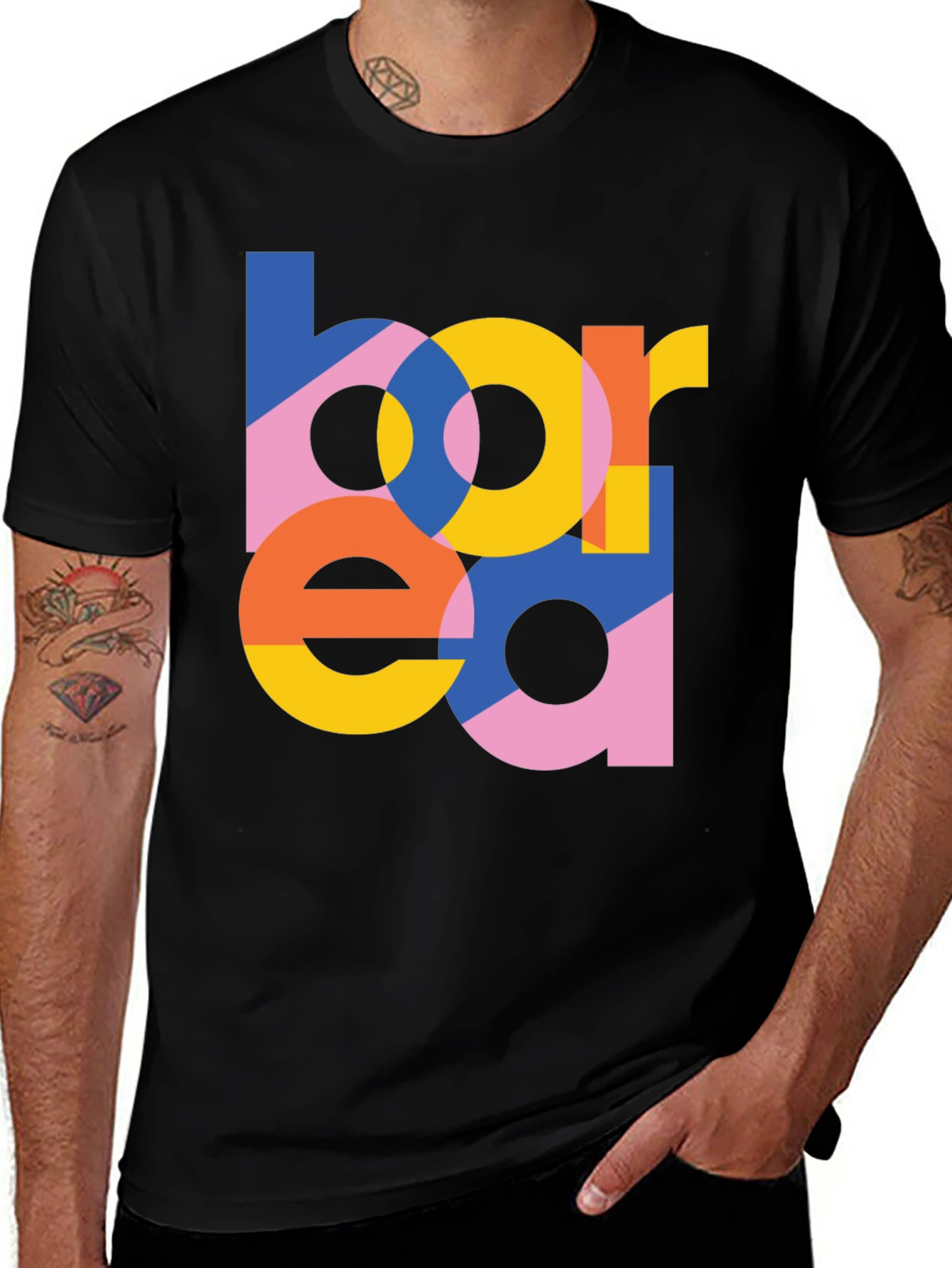 Variant 18 of Bored Graphic Print Crew Neck T-Shirt