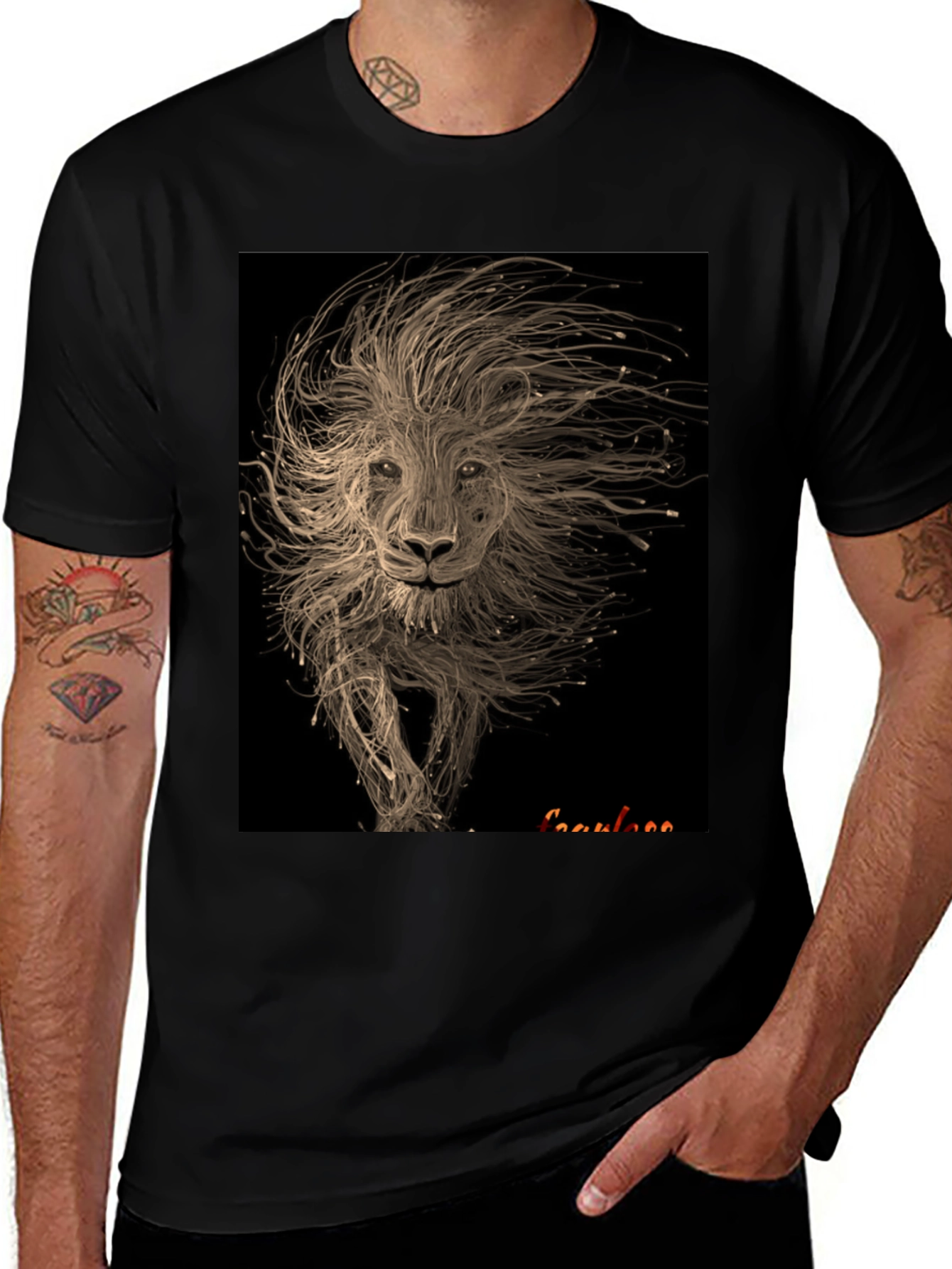 Variant 9 of Lion Graphic Print Black T-Shirt