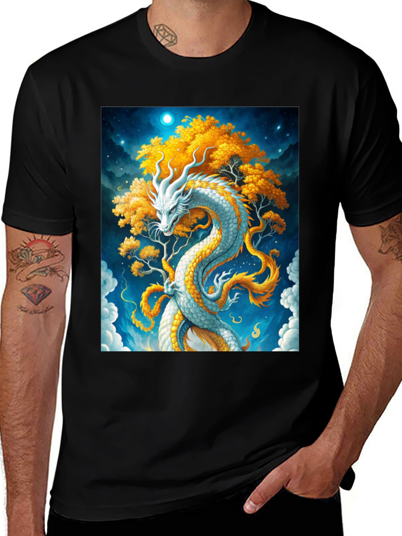 Variant 30 of Dragon Tree Graphic T-Shirt - Fantasy Art Tee
