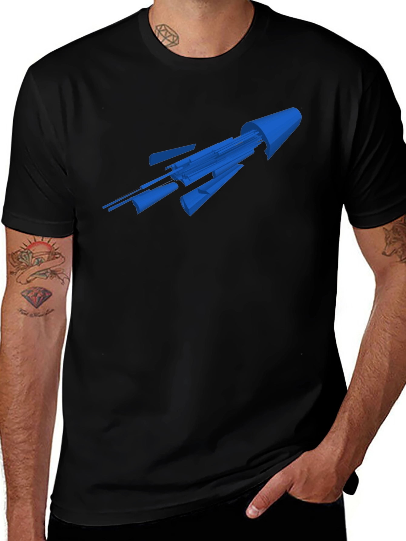 Variant 29 of Sci-Fi Spaceship Graphic Tee - Black