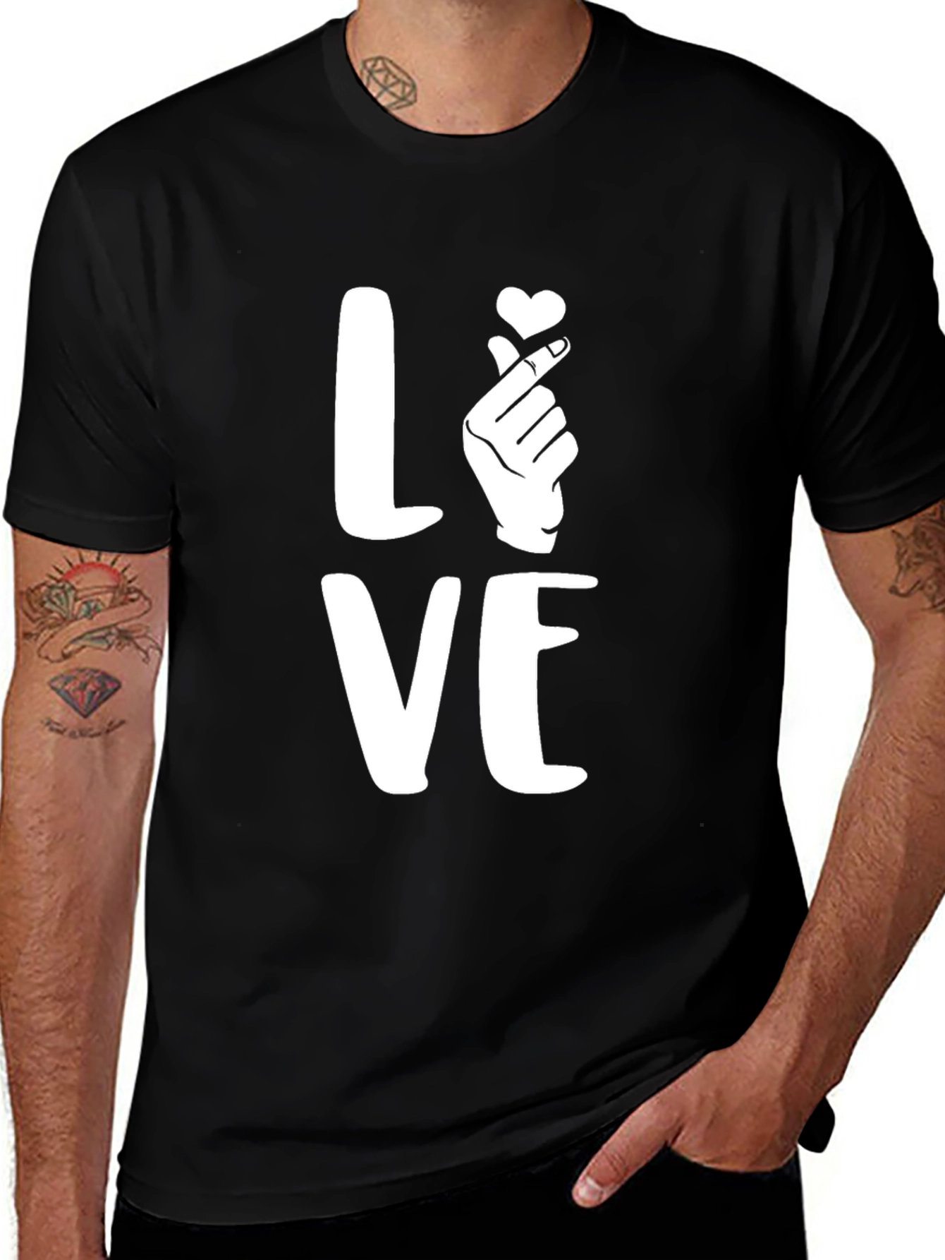 Love Hand Sign Black T-Shirt