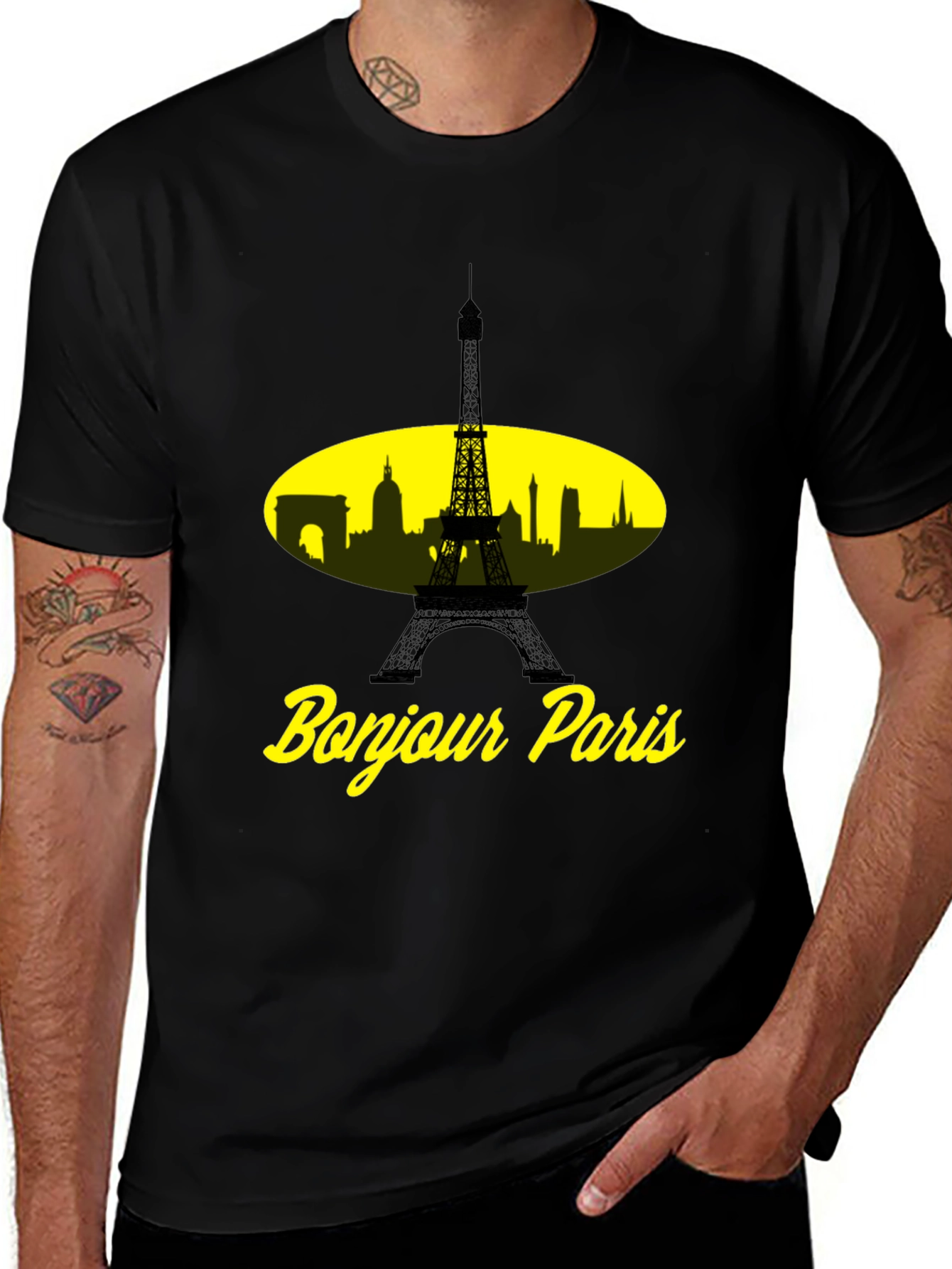 Bonjour Paris Black T-Shirt