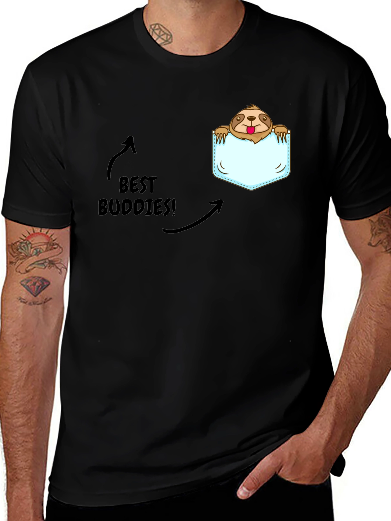 Variant 2 of Cute Sloth Pocket T-Shirt - Best Buddies Design