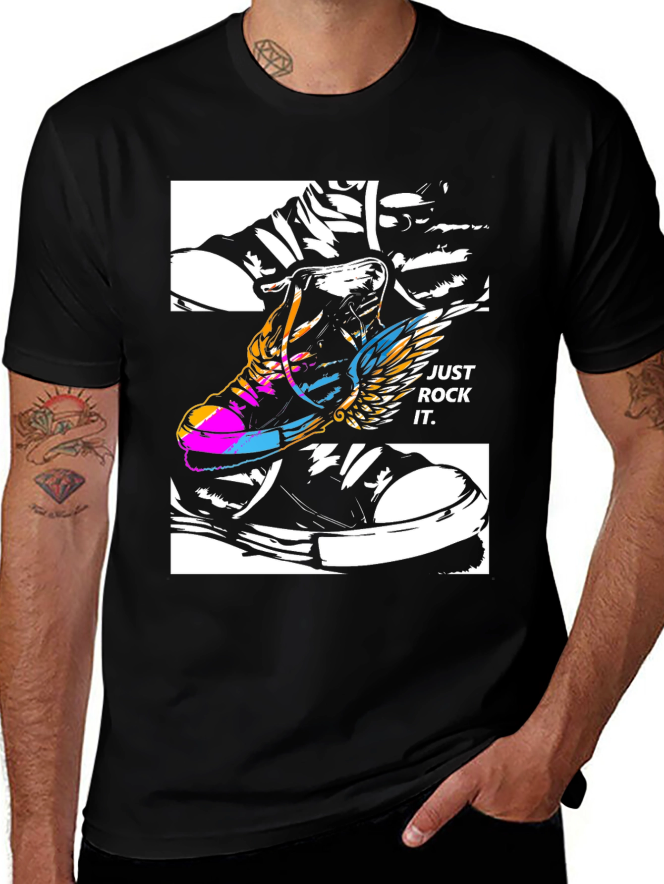 Variant 19 of Just Rock It Tee: Flying Sneaker Graphic T-Shirt