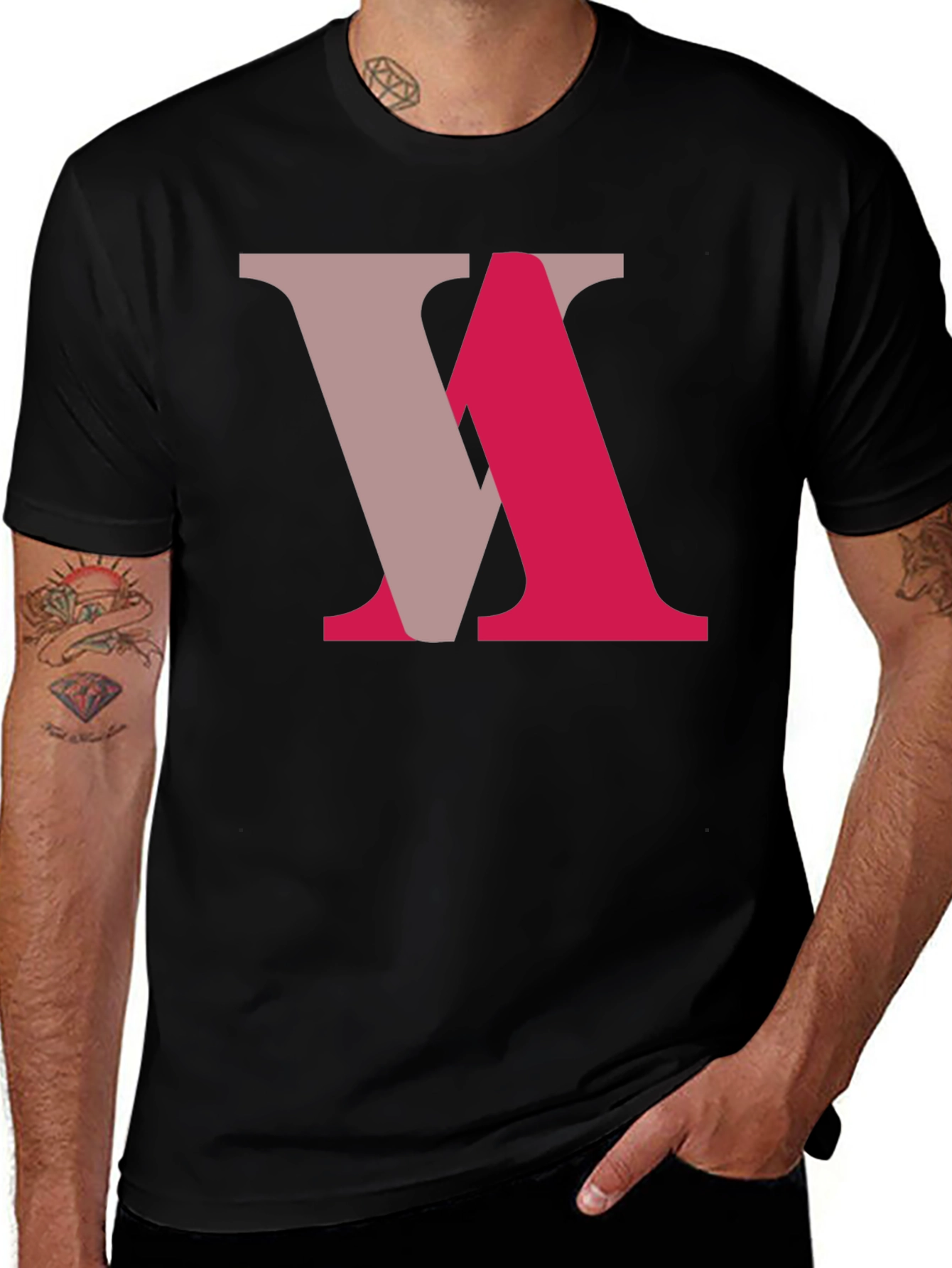 Variant 12 of Abstract Letter Graphic Tee - Black