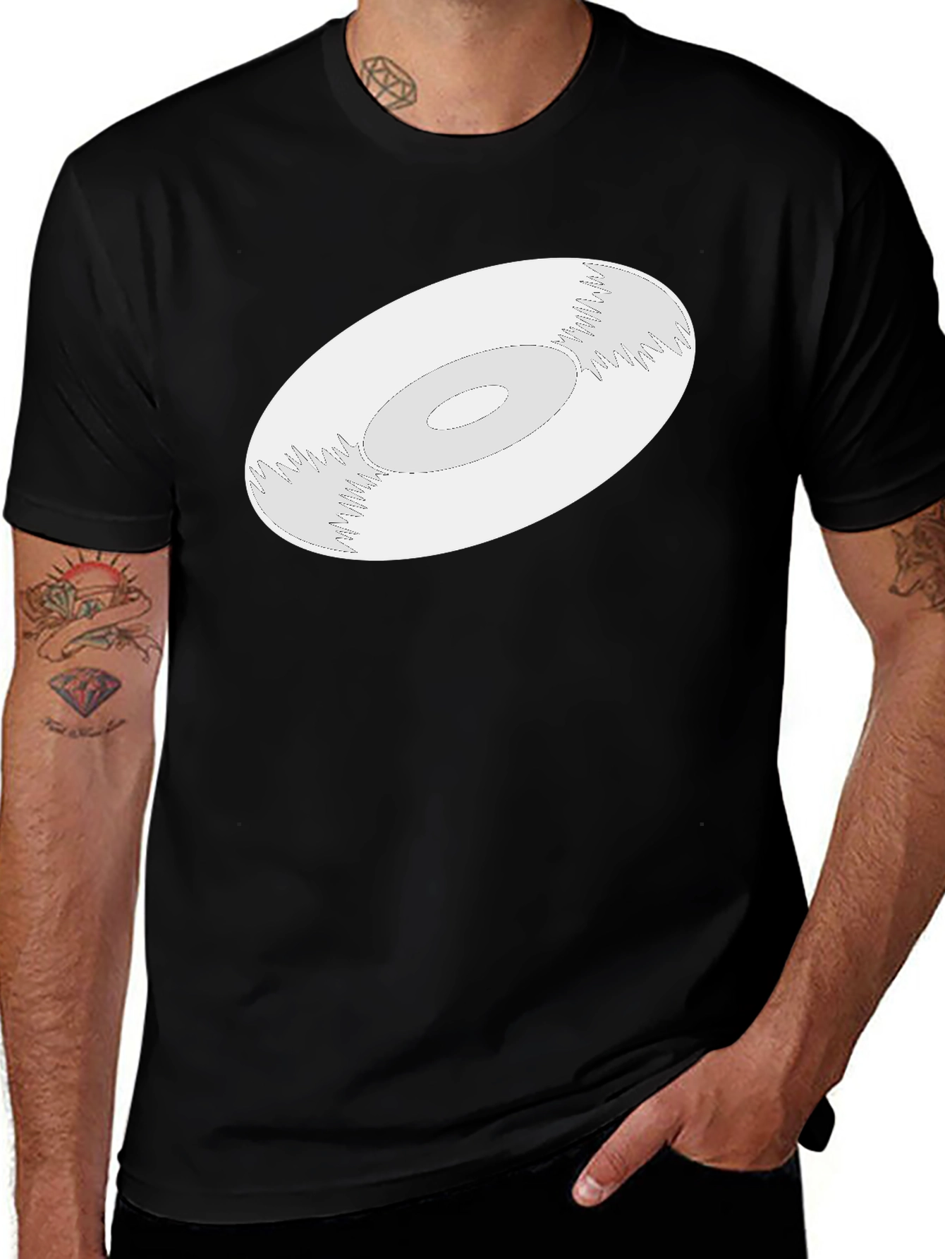 Variant 30 of Abstract Vinyl Record Graphic Tee - Modern Black T-Shirt