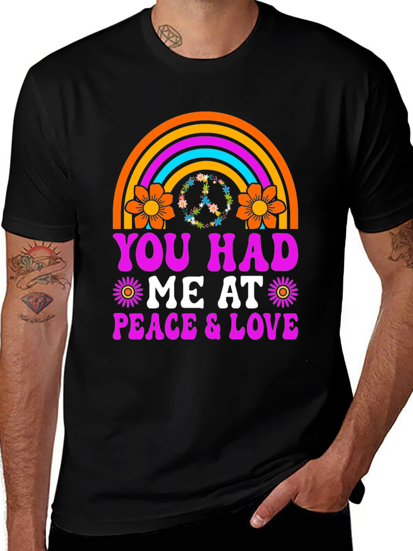 Variant 8 of Groovy Peace and Love Graphic T-Shirt
