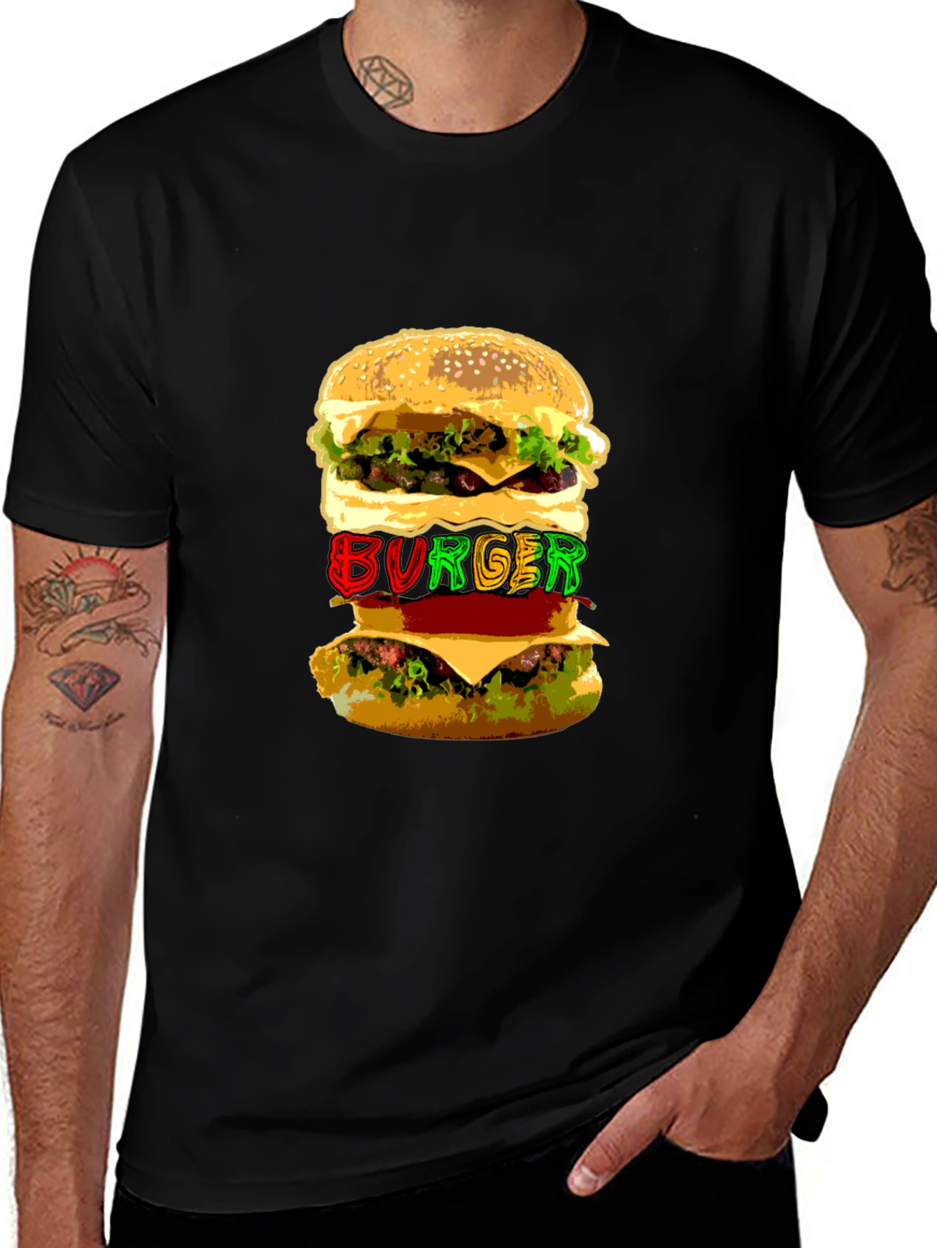 Variant 20 of Burger Graphic Print Black T-Shirt