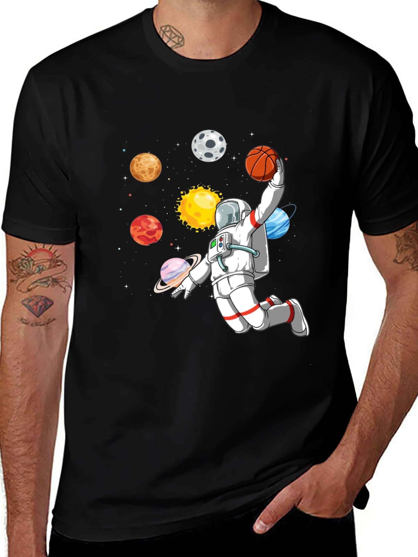 Variant 30 of Astronaut Slam Dunk Space T-Shirt - Unique Graphic Tee