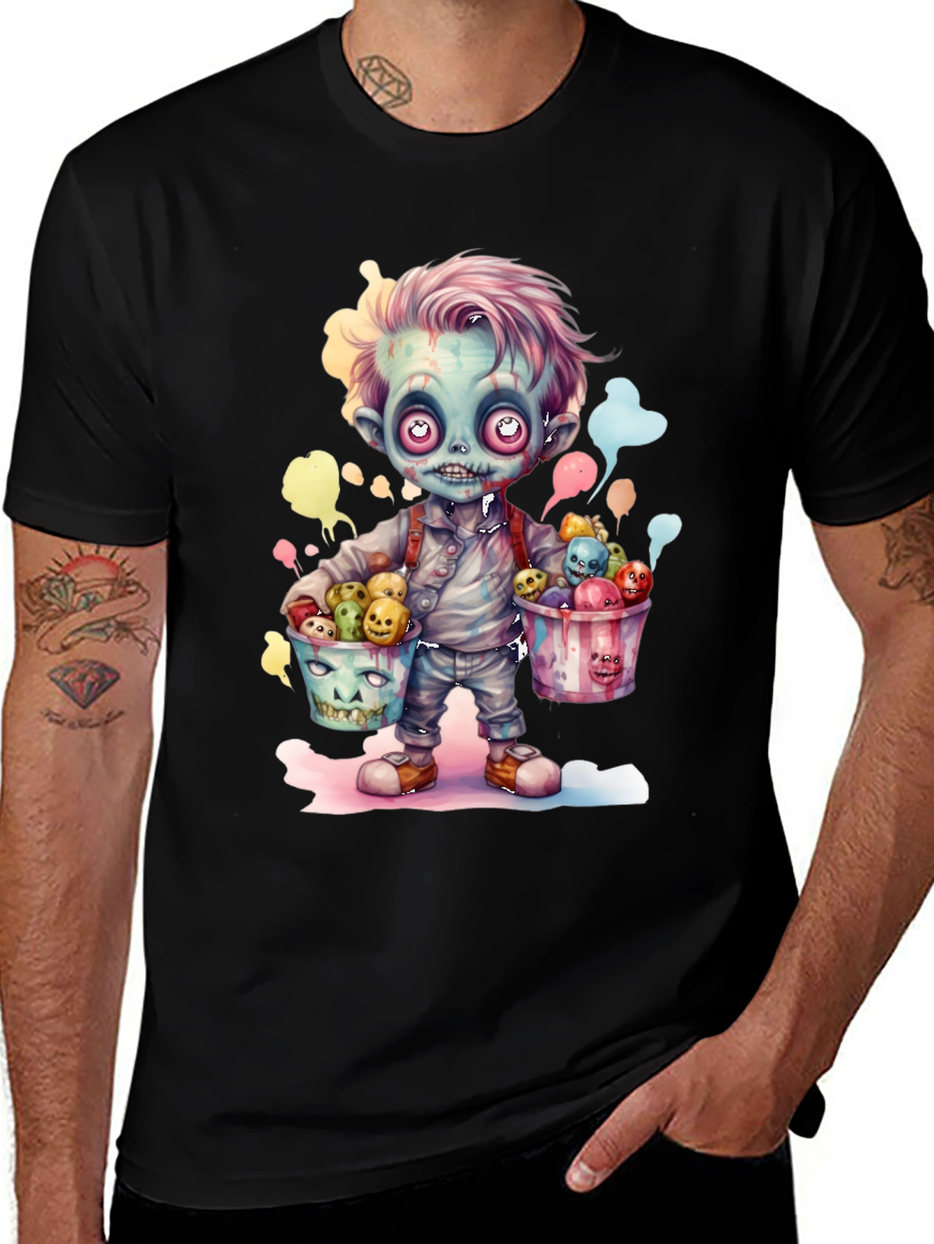 Variant 27 of Zombie Kid with Buckets T-Shirt