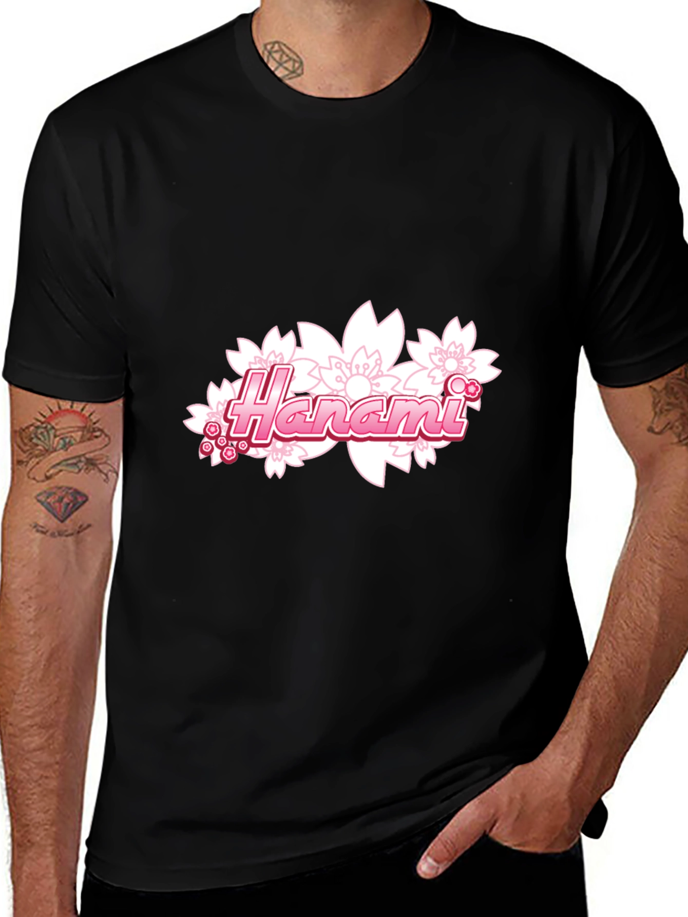 Variant 22 of Hanami Cherry Blossom Graphic T-Shirt - Stylish Black Tee