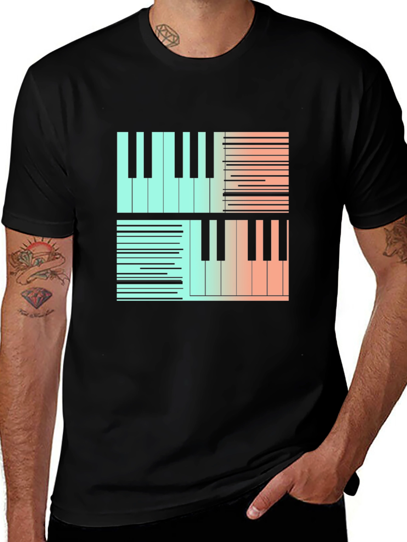 Variant 23 of Piano Keys Graphic Tee - Stylish Music Lover Shirt