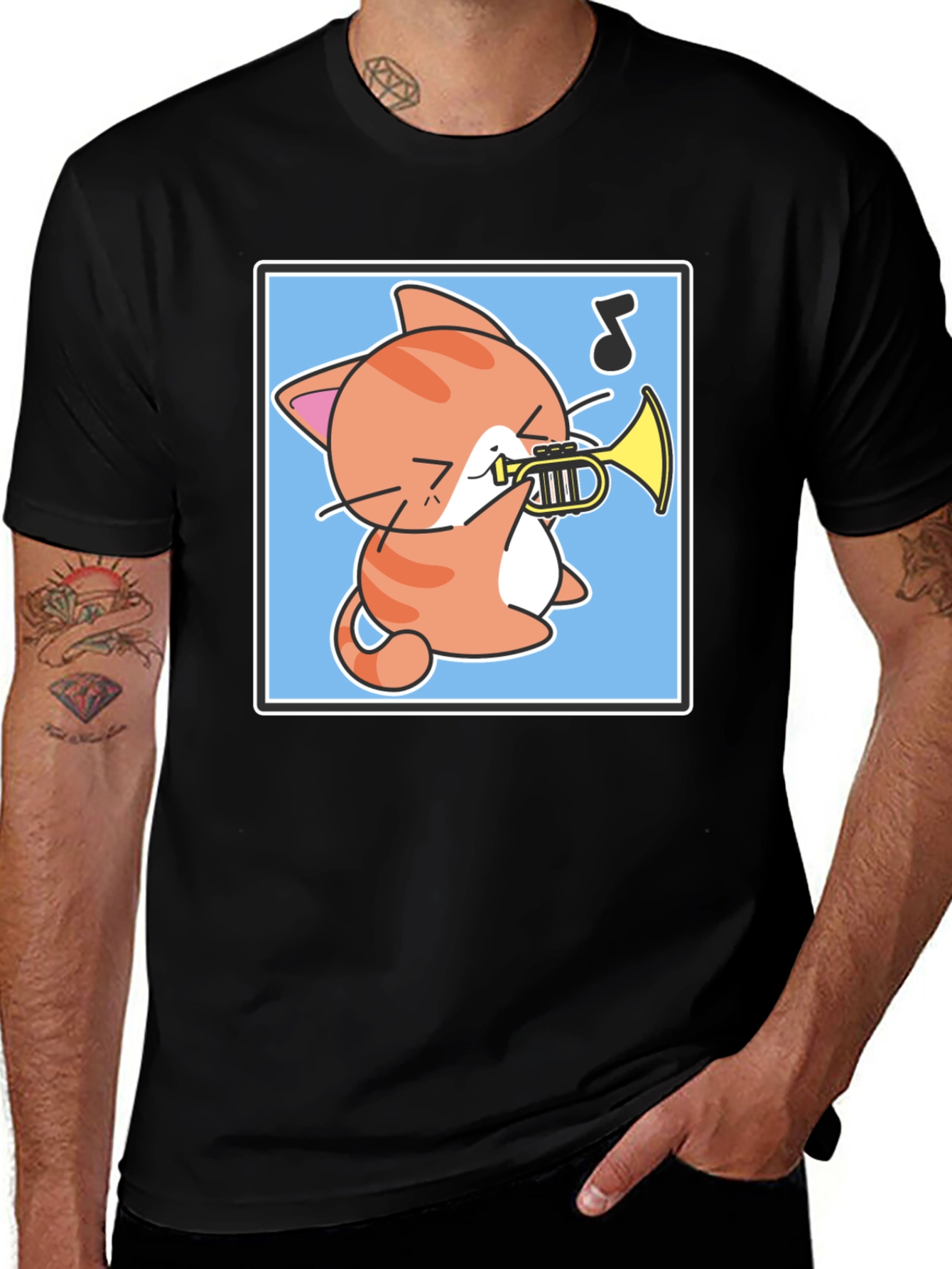 Variant 29 of Cat Trumpet T-Shirt - Musical Kitten Tee