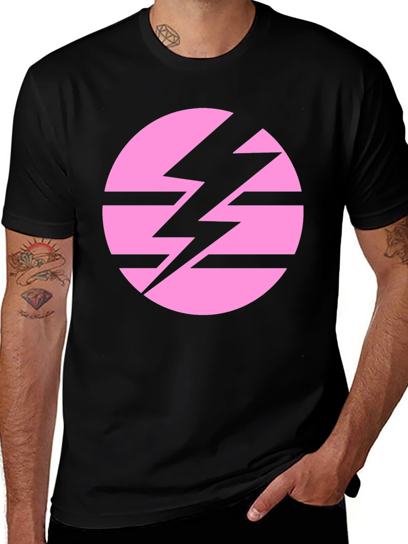 Variant 17 of Modern Pink Bolt Circle Tee