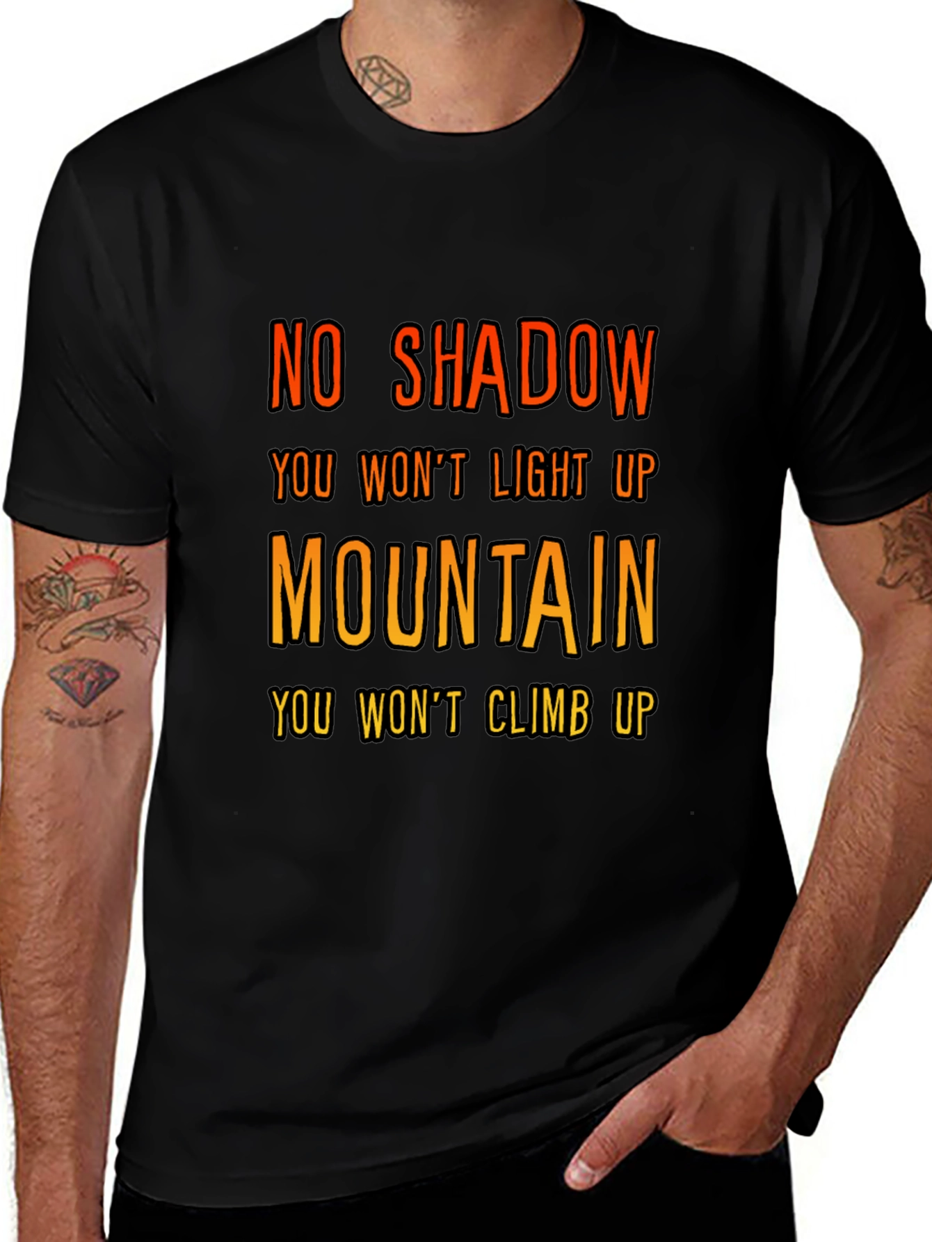 Variant 30 of Motivational Mountain Climb Graphic Black T-Shirt