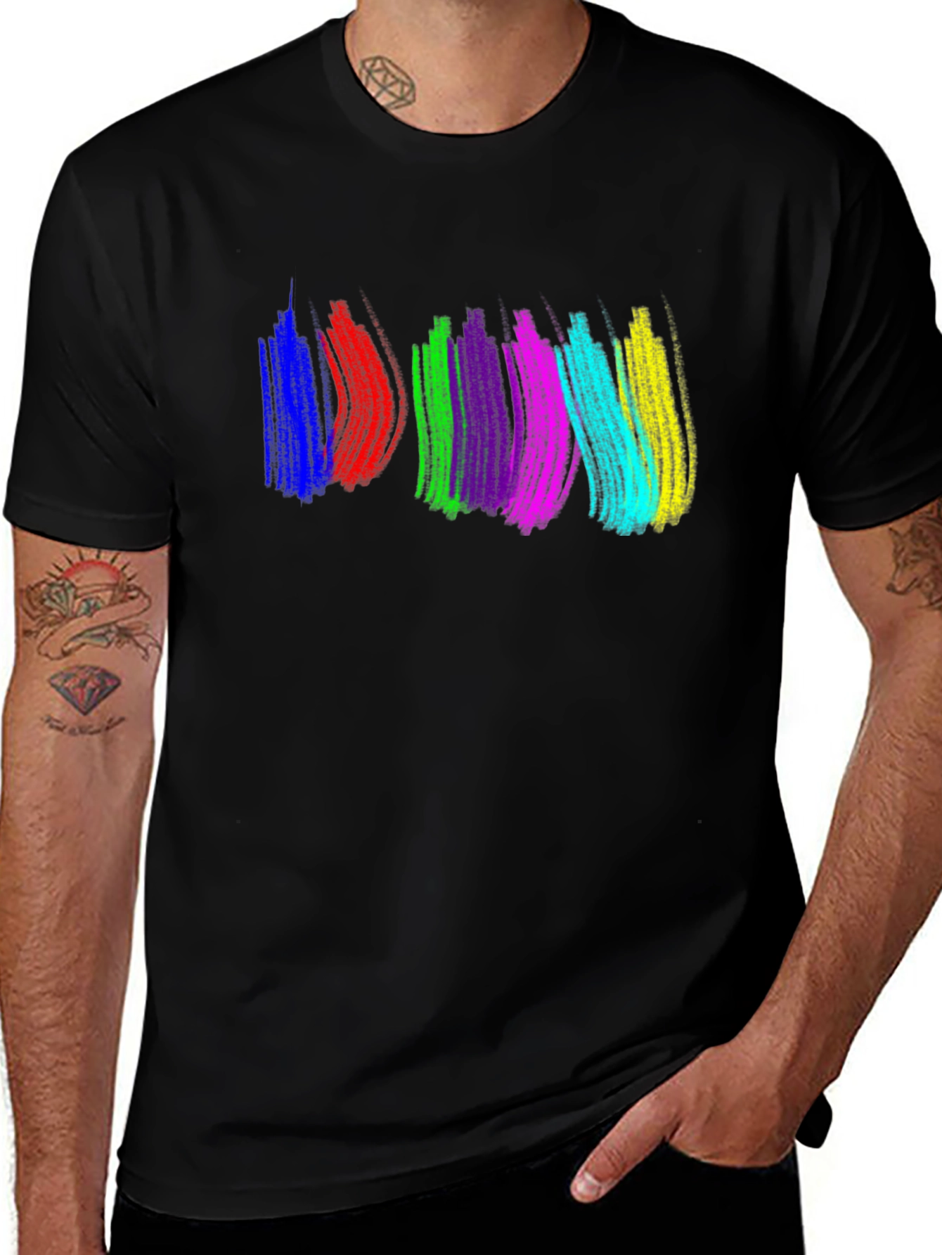Variant 20 of Colorful Brush Strokes Black T-Shirt