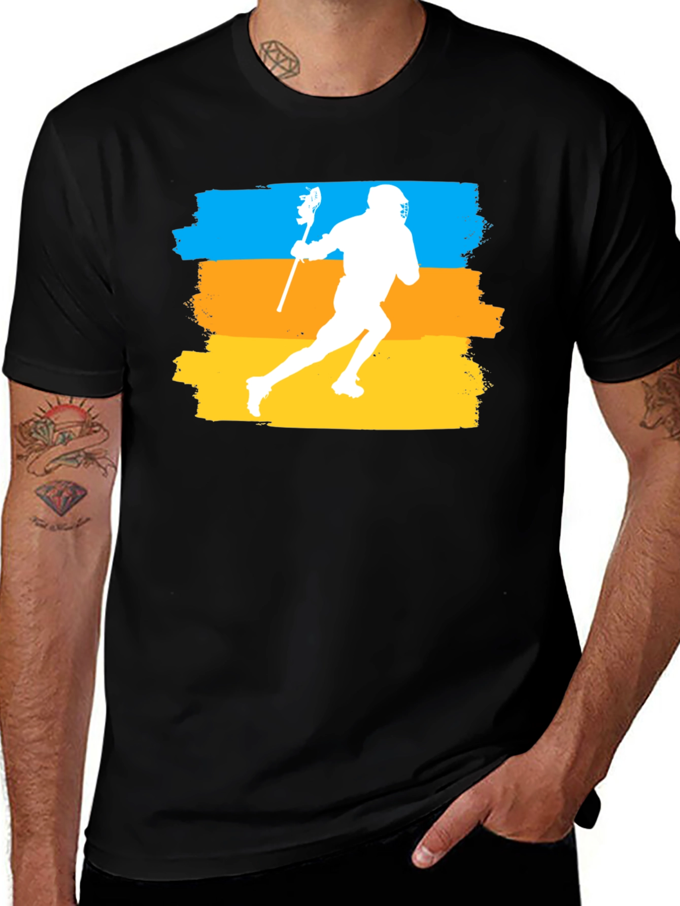Variant 26 of Lacrosse Player Graphic T-Shirt - Athletic Sport Tee