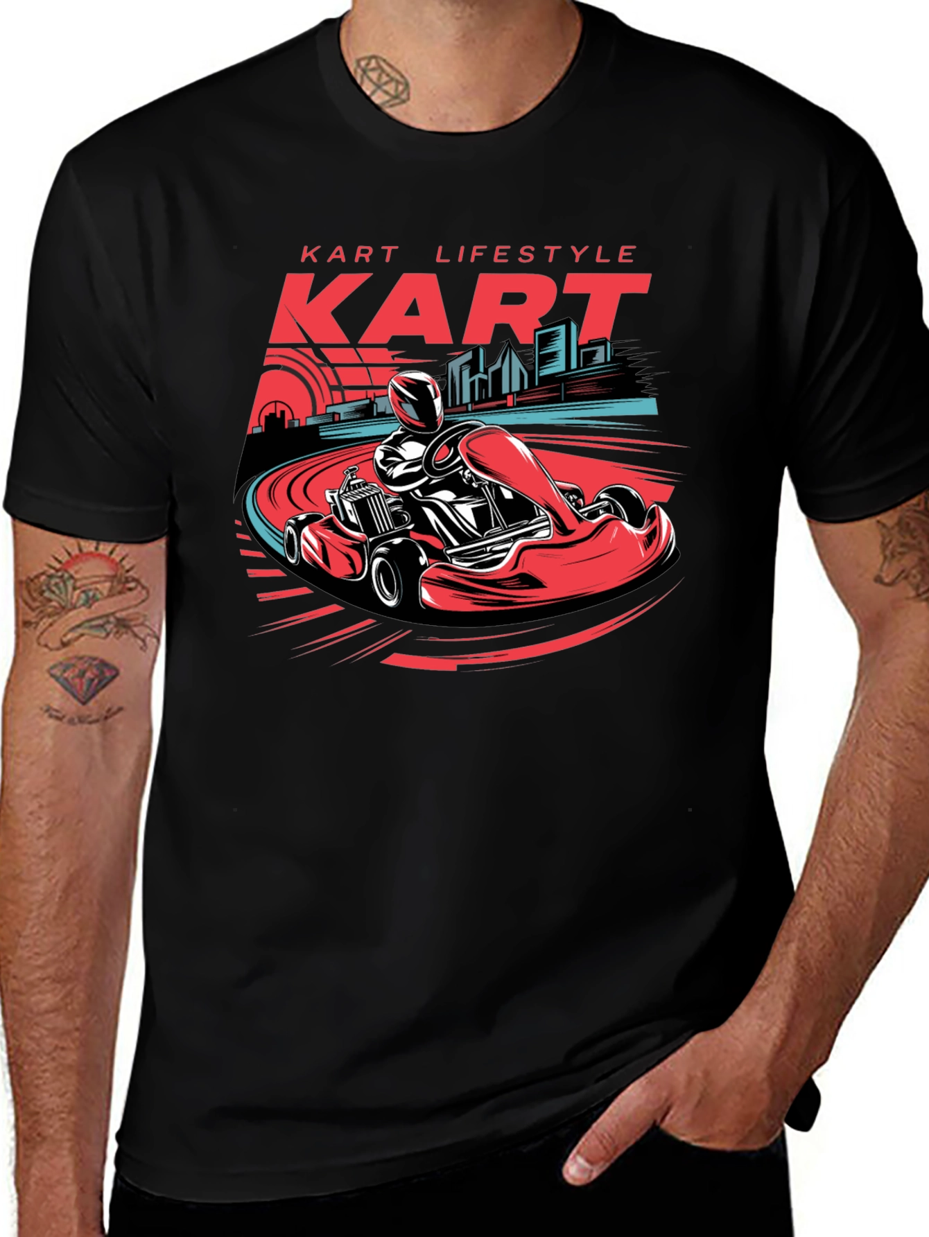 Kart Lifestyle Graphic T-Shirt - Racing Go-Kart Design