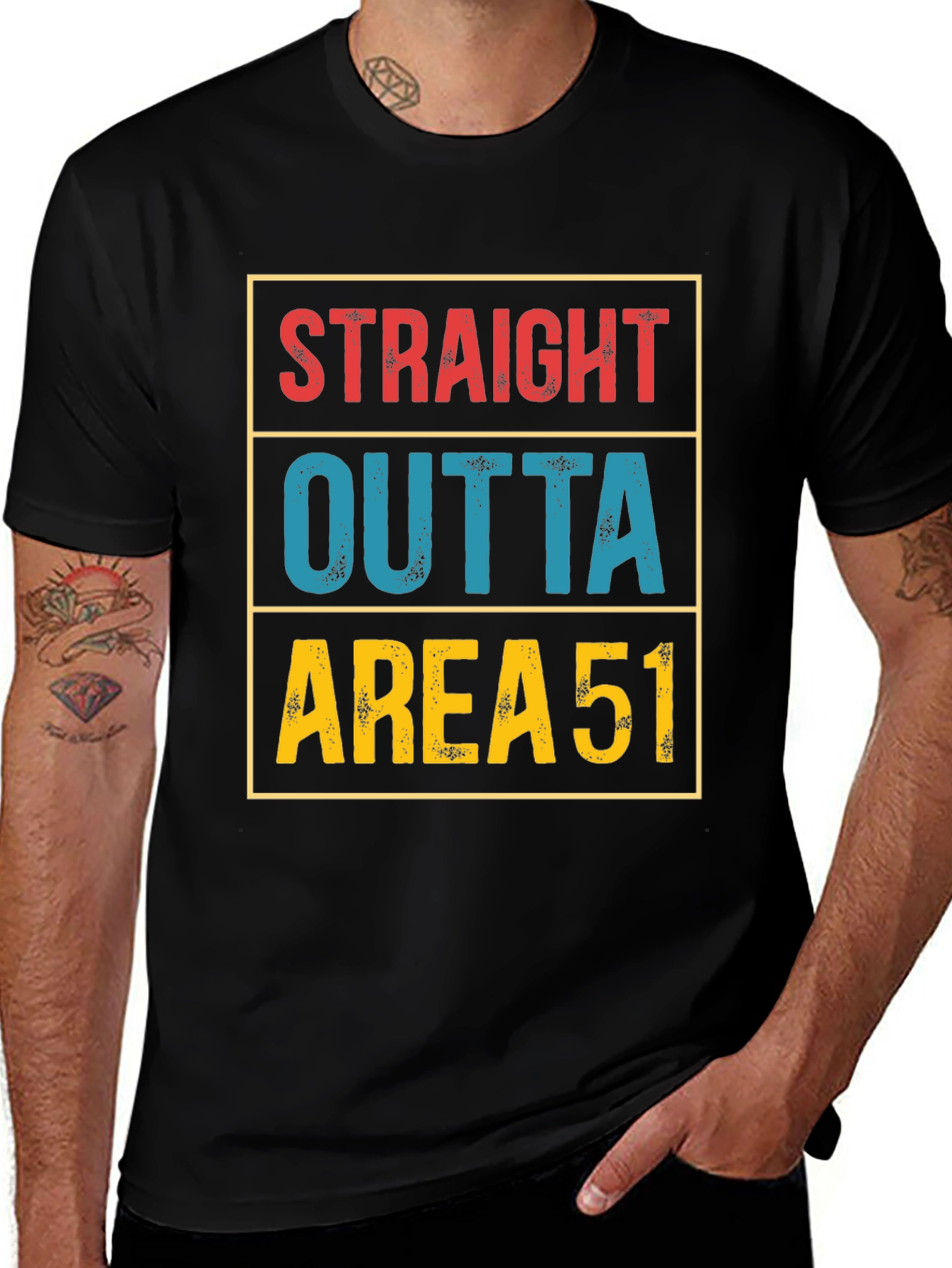 Straight Outta Area 51 T-Shirt Funny Alien UFO Tee