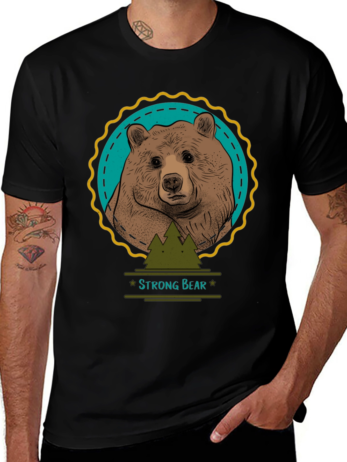 Variant 15 of Strong Bear Graphic Tee - Nature Inspired Design