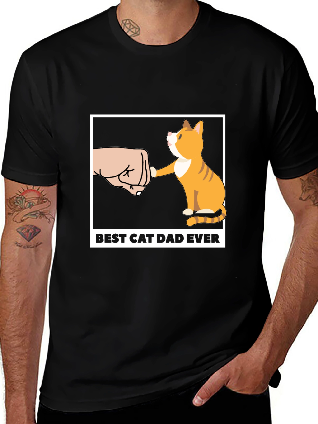 Variant 2 of Best Cat Dad Ever T-Shirt, Novelty Cat Lover Tee