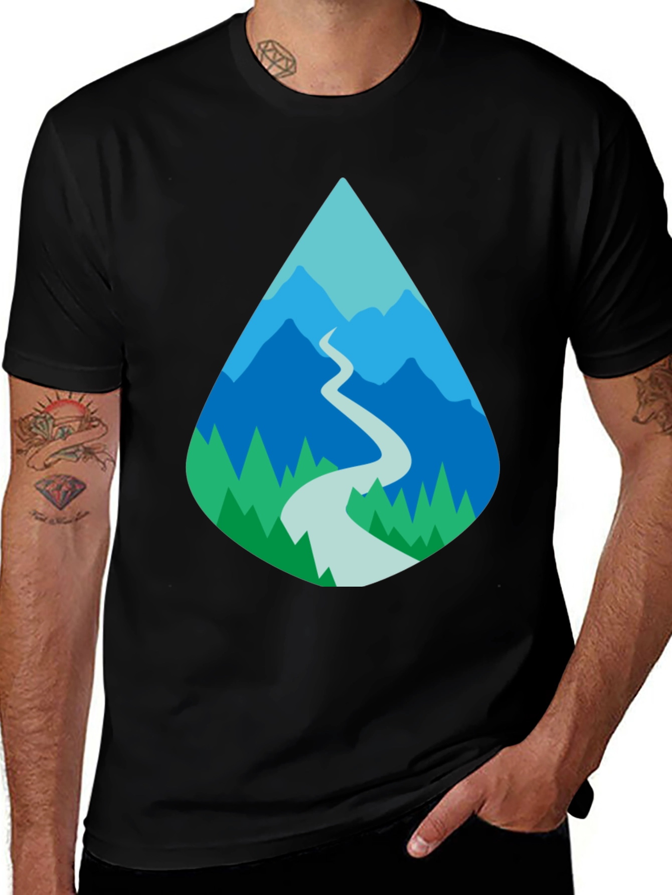 Variant 5 of Mountain River Graphic Tee - Black