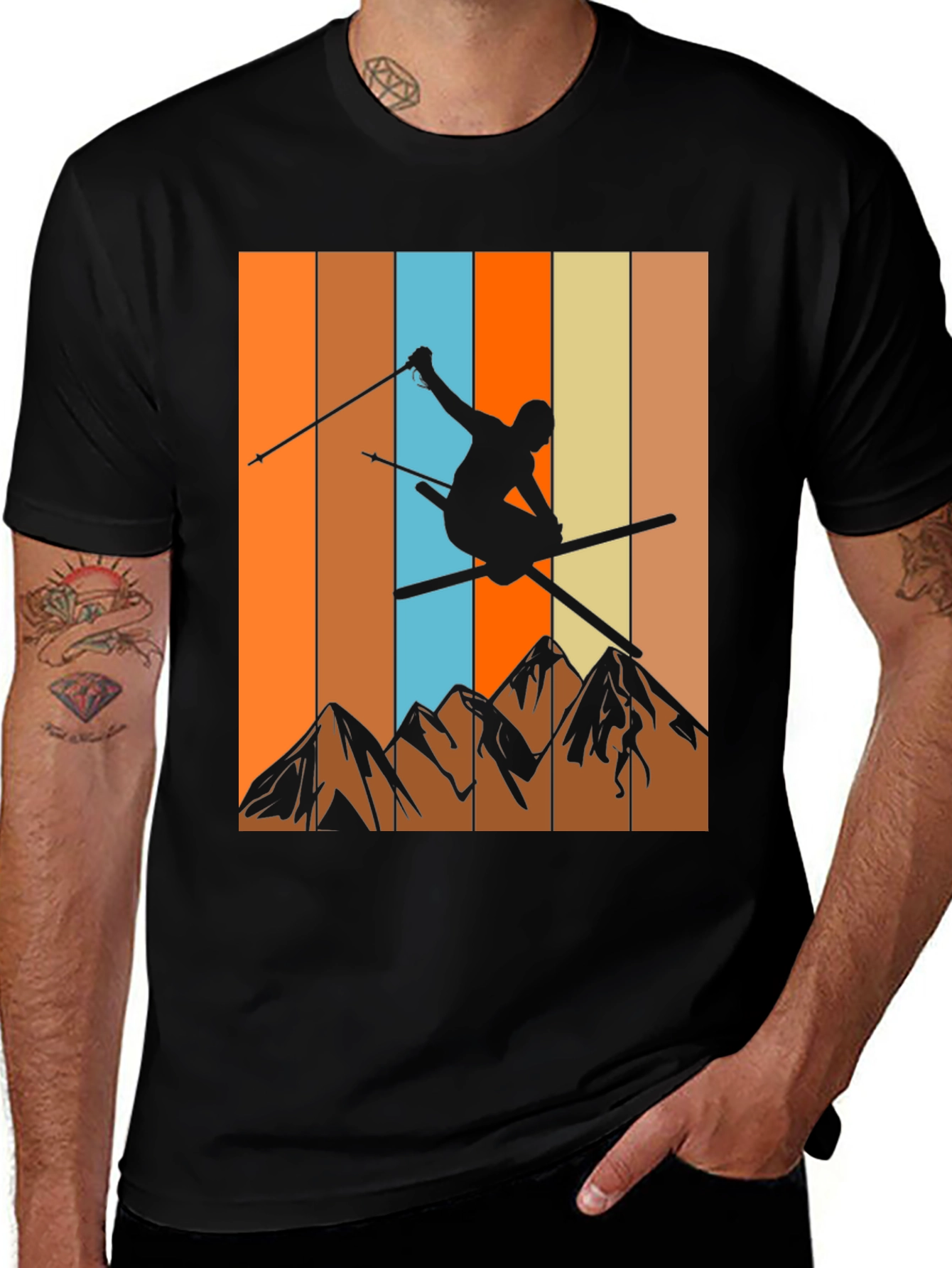 Variant 5 of Retro Skiing Graphic T-Shirt - Mountain Design