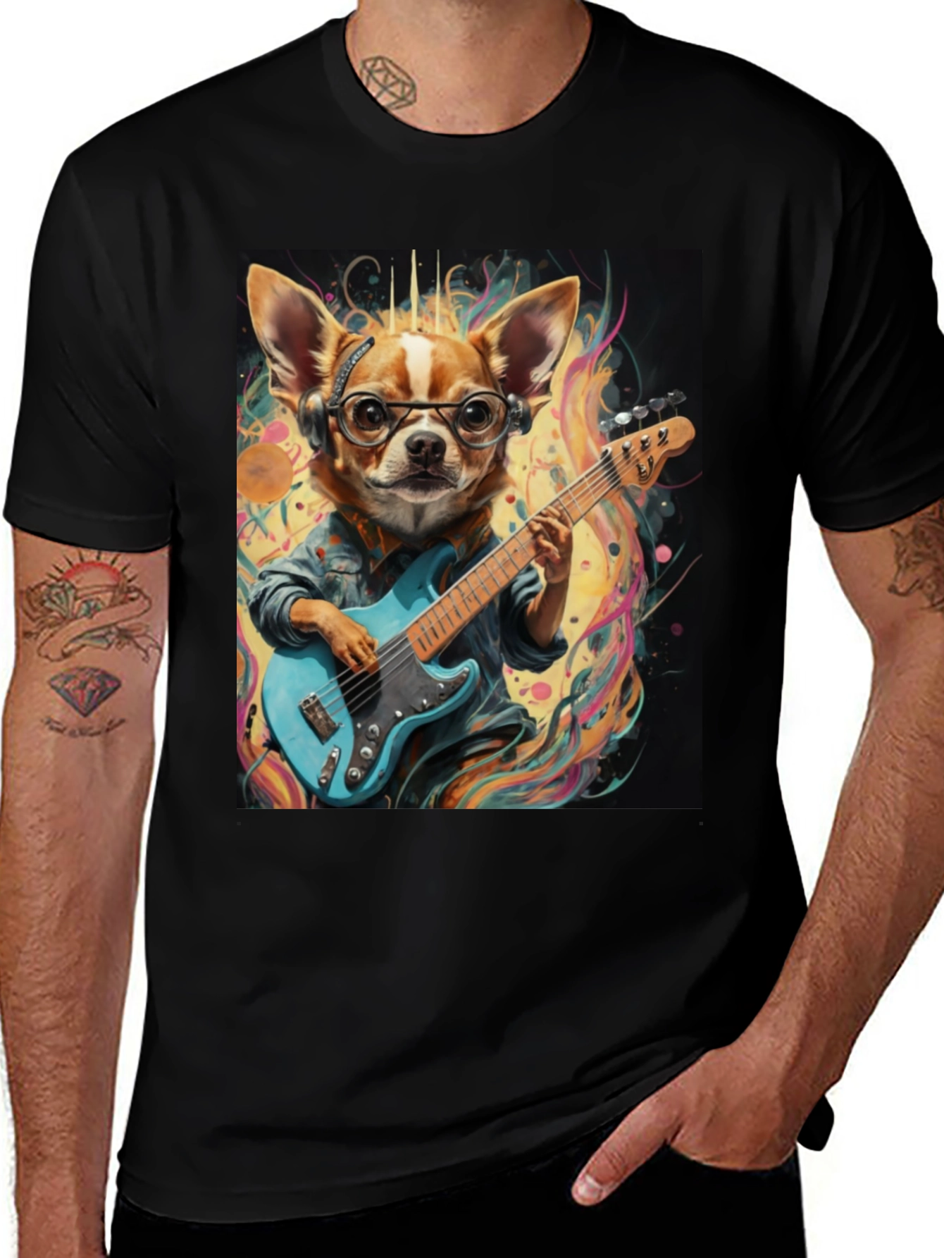 Variant 30 of Dog Guitarist Graphic Tee - Cool Band Pup T-Shirt