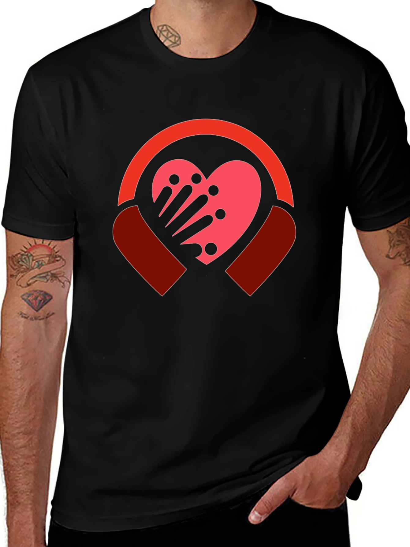 Variant 23 of Heartbeat Headphones Graphic Tee
