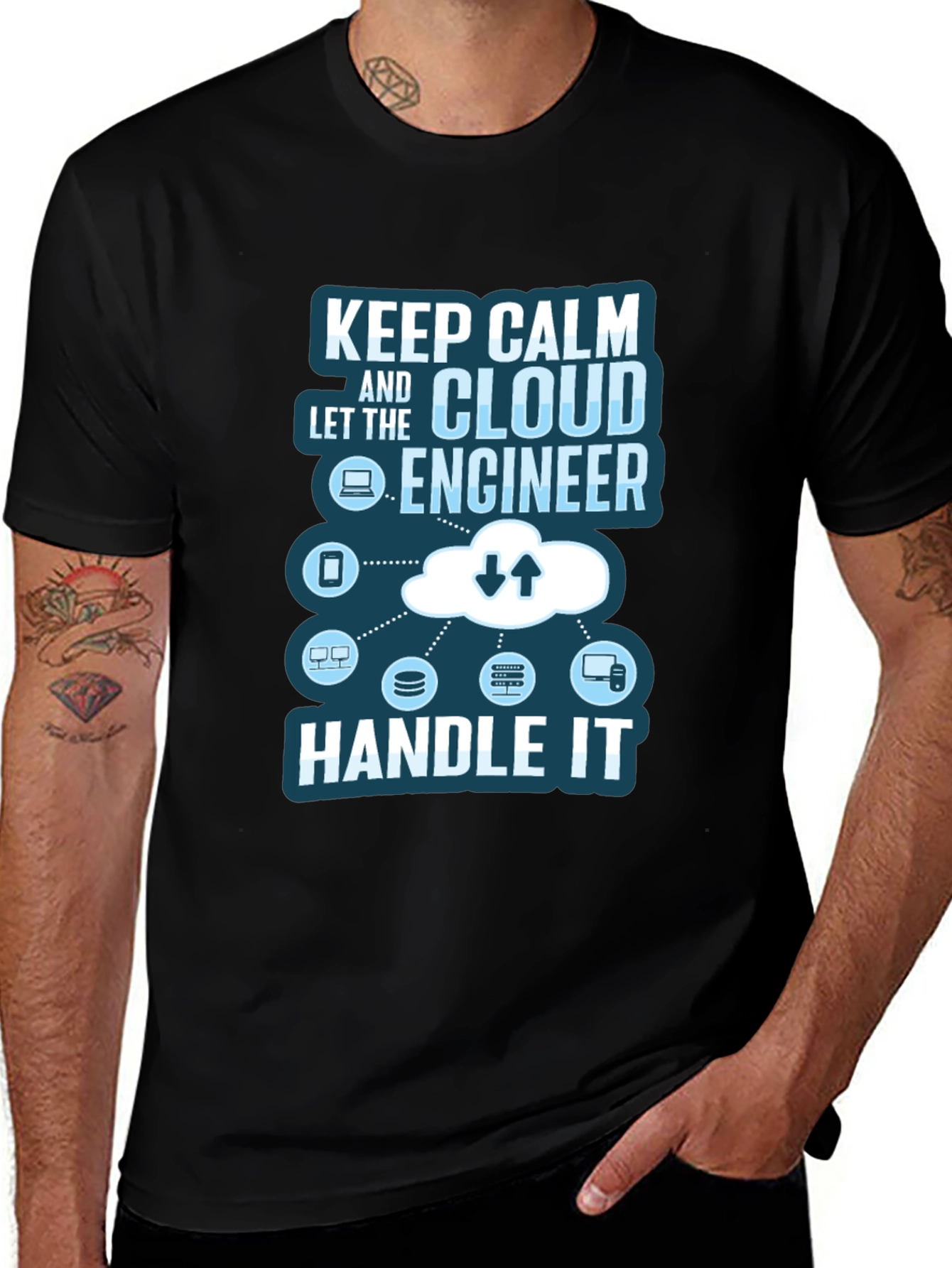 Variant 14 of Keep Calm Cloud Engineer Black T-Shirt