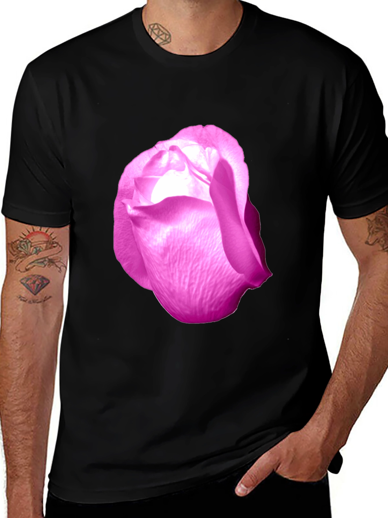 Variant 8 of Pink Rose Graphic Tee - Unique Floral Design