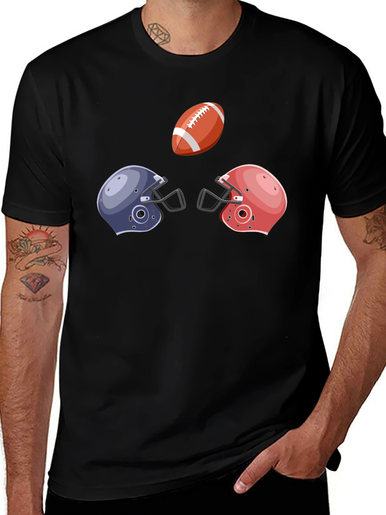 Variant 13 of Football Helmets and Ball Graphic T-Shirt
