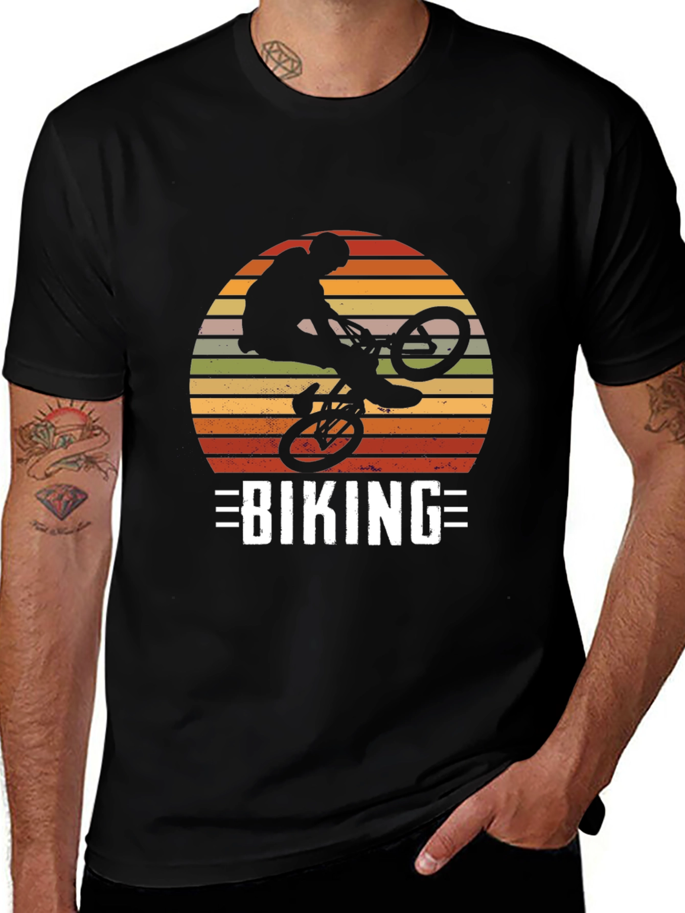 Variant 15 of Biking Silhouette Graphic Tee - Retro Design