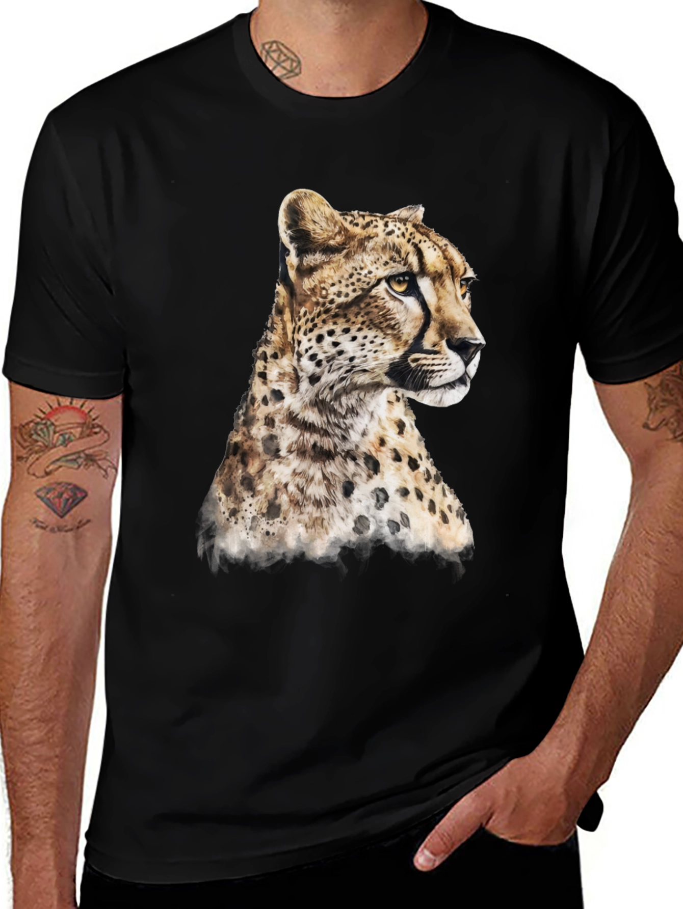 Black Cheetah Print Black T-Shirt main image