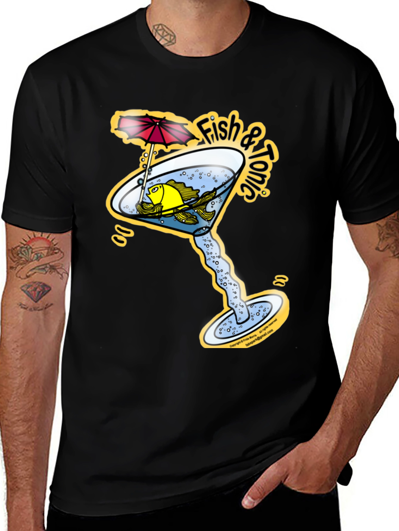 Variant 10 of Fish & Tonic Graphic T-Shirt - Unique Martini Design