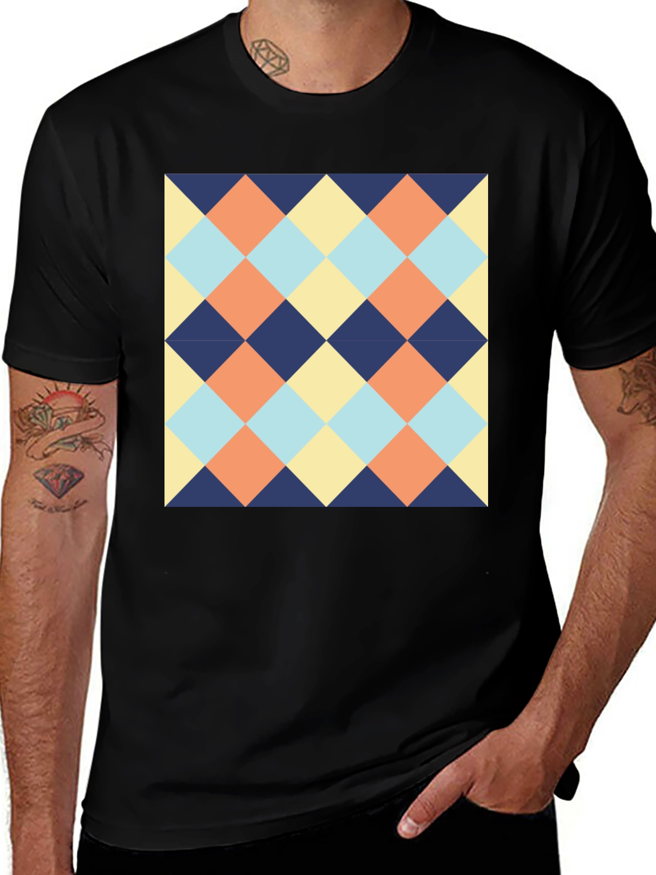 Variant 13 of Geometric Diamond Pattern Men's T-Shirt
