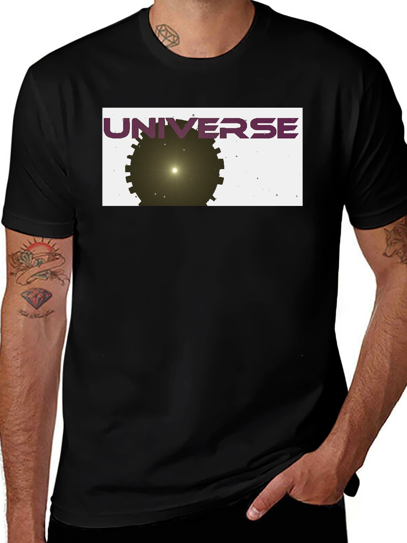 Variant 28 of Universe Graphic T-Shirt - Black Cotton Tee