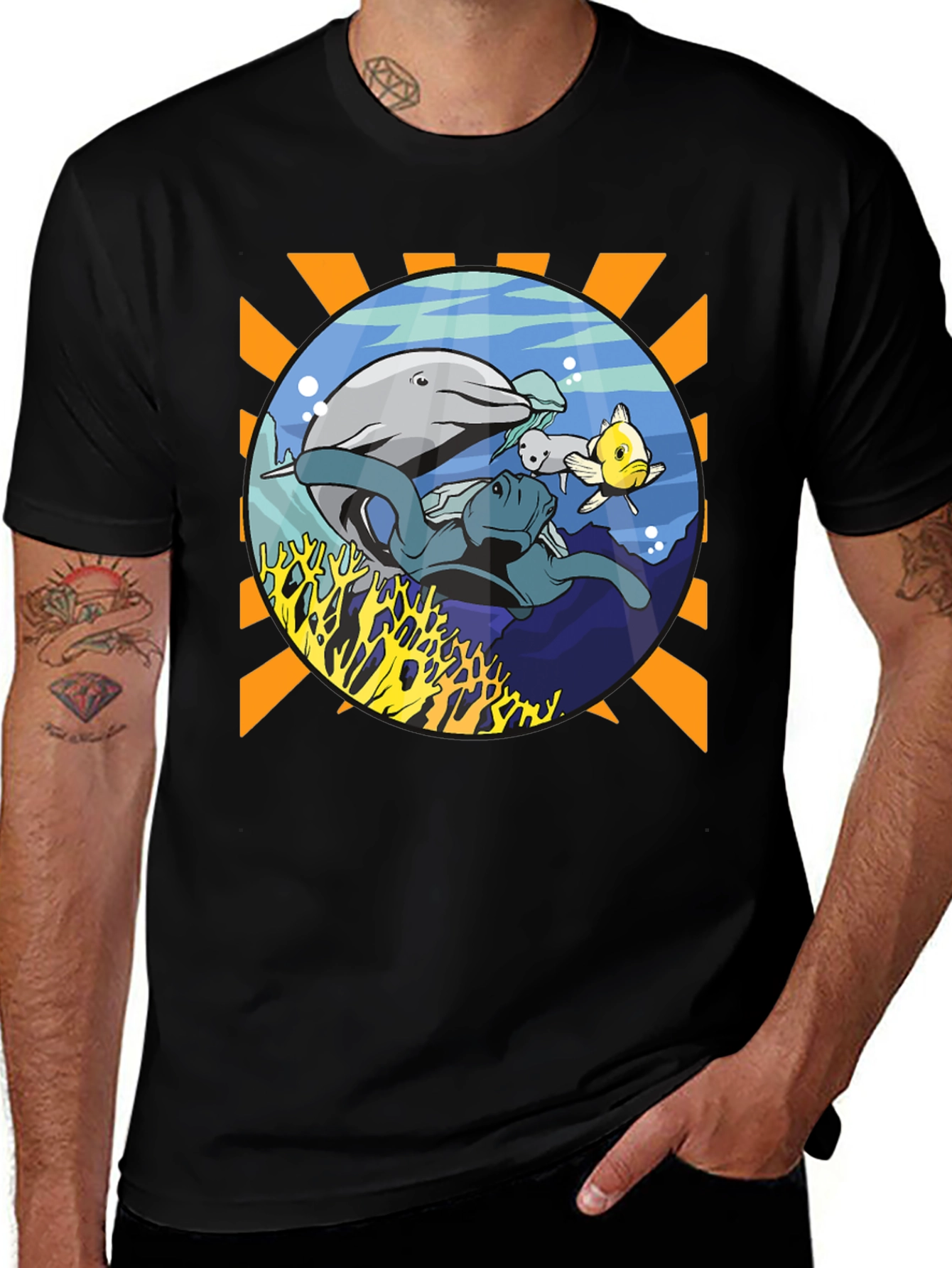 Variant 20 of Marine Life Graphic Print Men's Tee