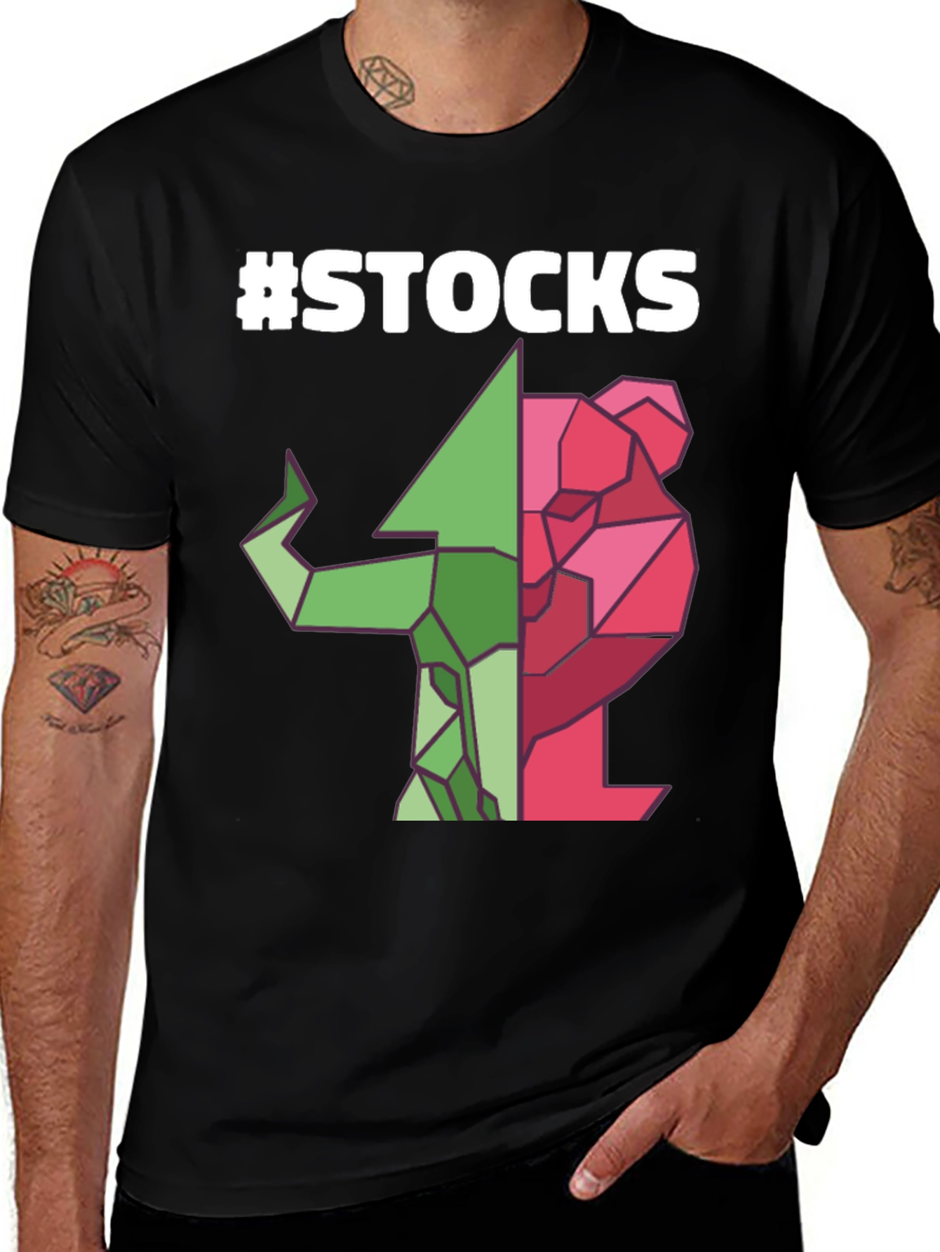 Variant 26 of #Stocks Graphic Tee - Trader Bull & Bear Market Shirt