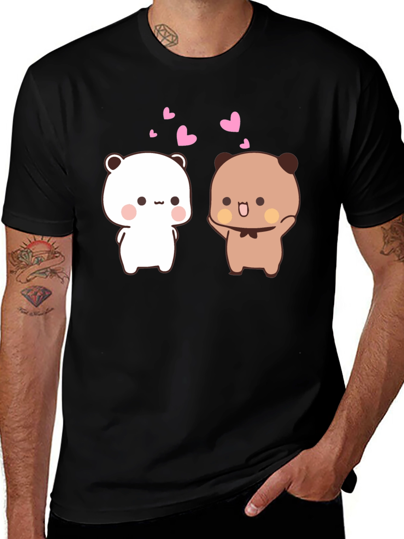 Variant 30 of Cute Cartoon Bears Black T-Shirt