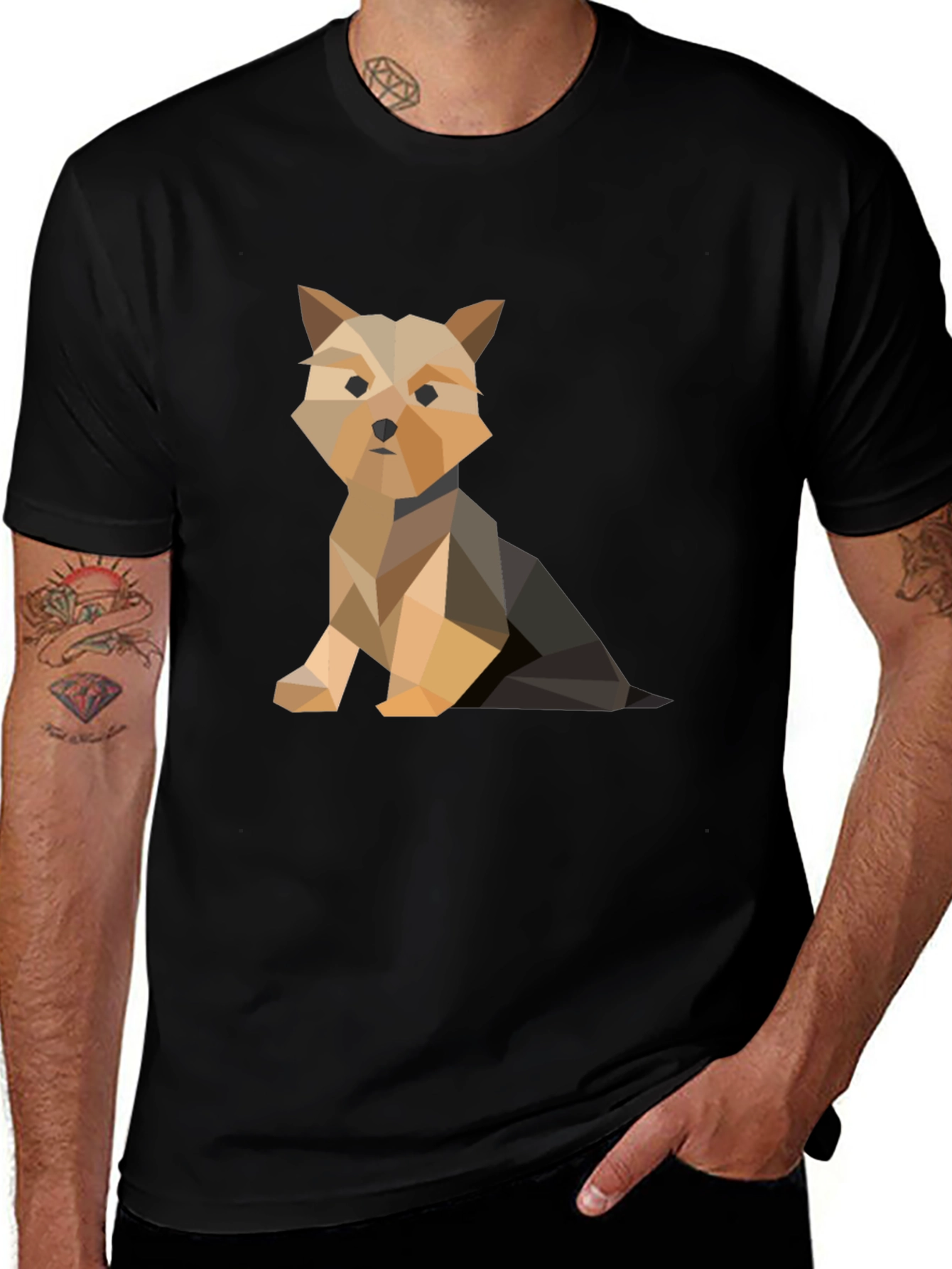 Variant 14 of Geometric Dog Print Black T-Shirt