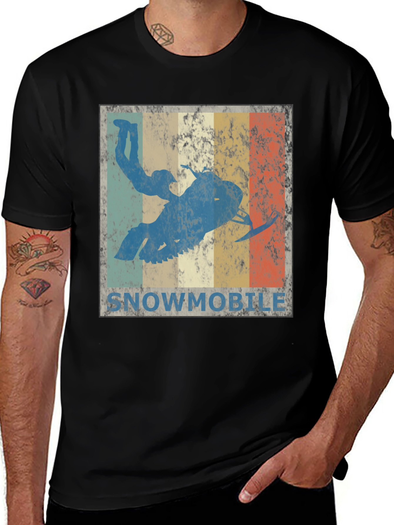Variant 26 of Vintage Snowmobile T-Shirt Black