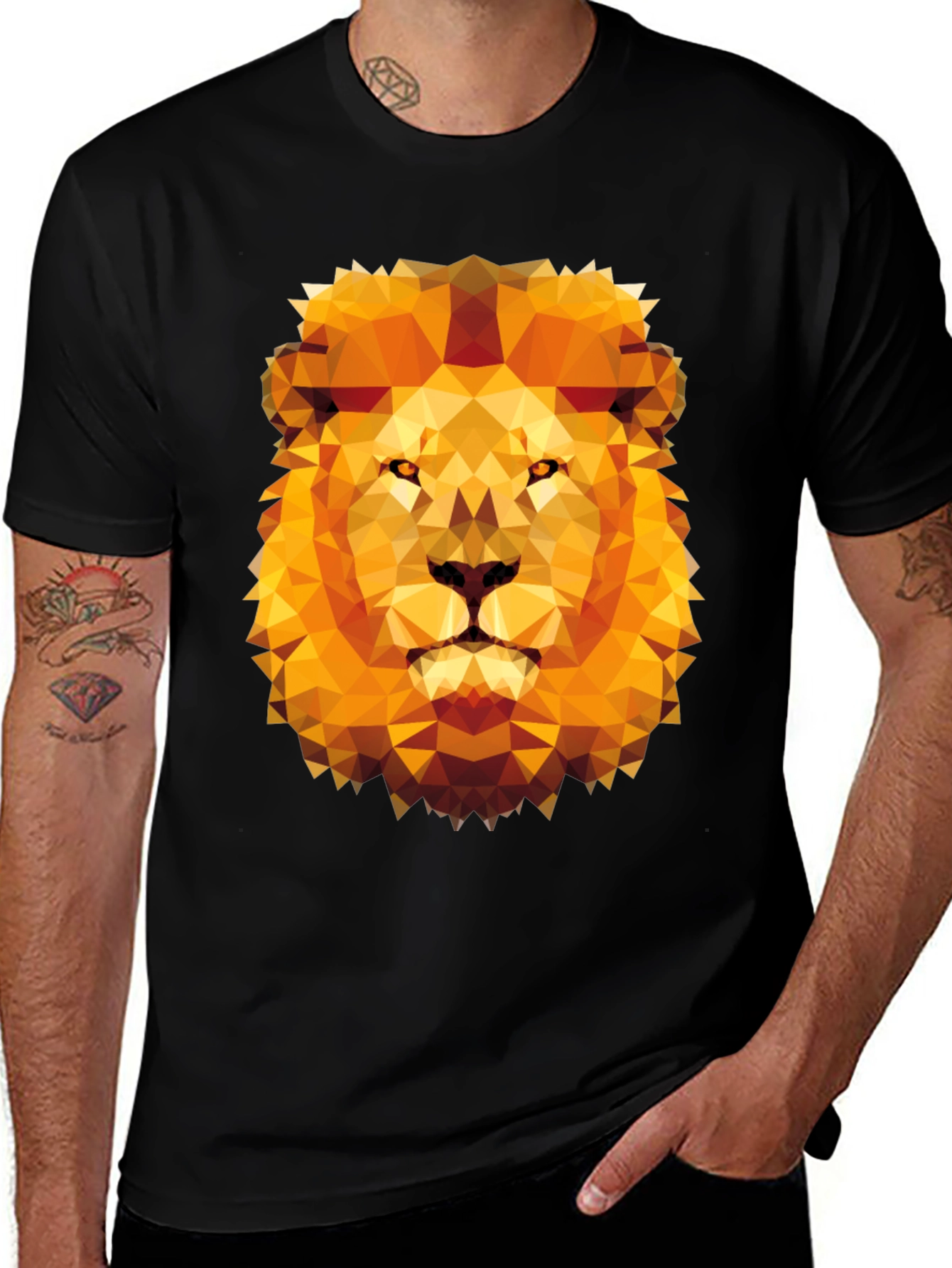Variant 6 of Geometric Lion Graphic Tee - Modern Style