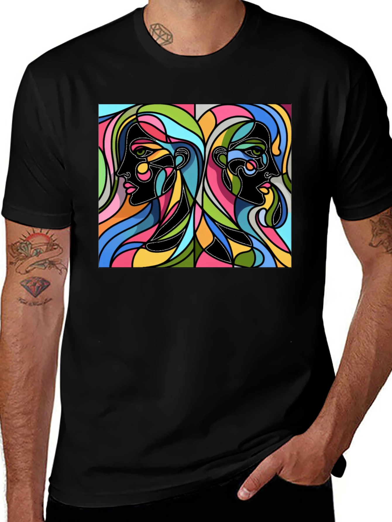 Variant 23 of Abstract Faces Graphic Tee
