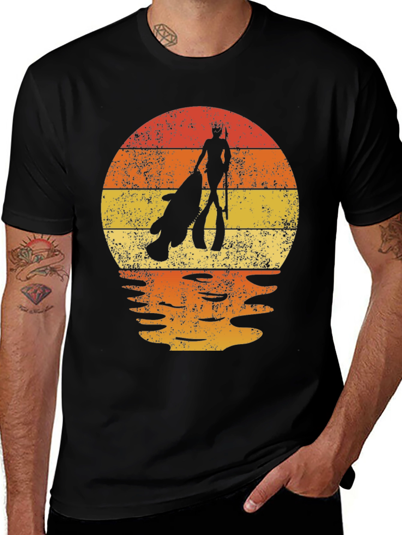 Spearfishing Sunset Graphic Tee - Dive in Style!