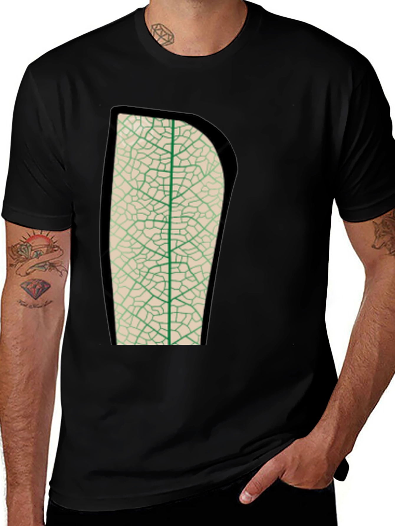 Leaf Vein Graphic Tee - Nature Inspired Print Shirt