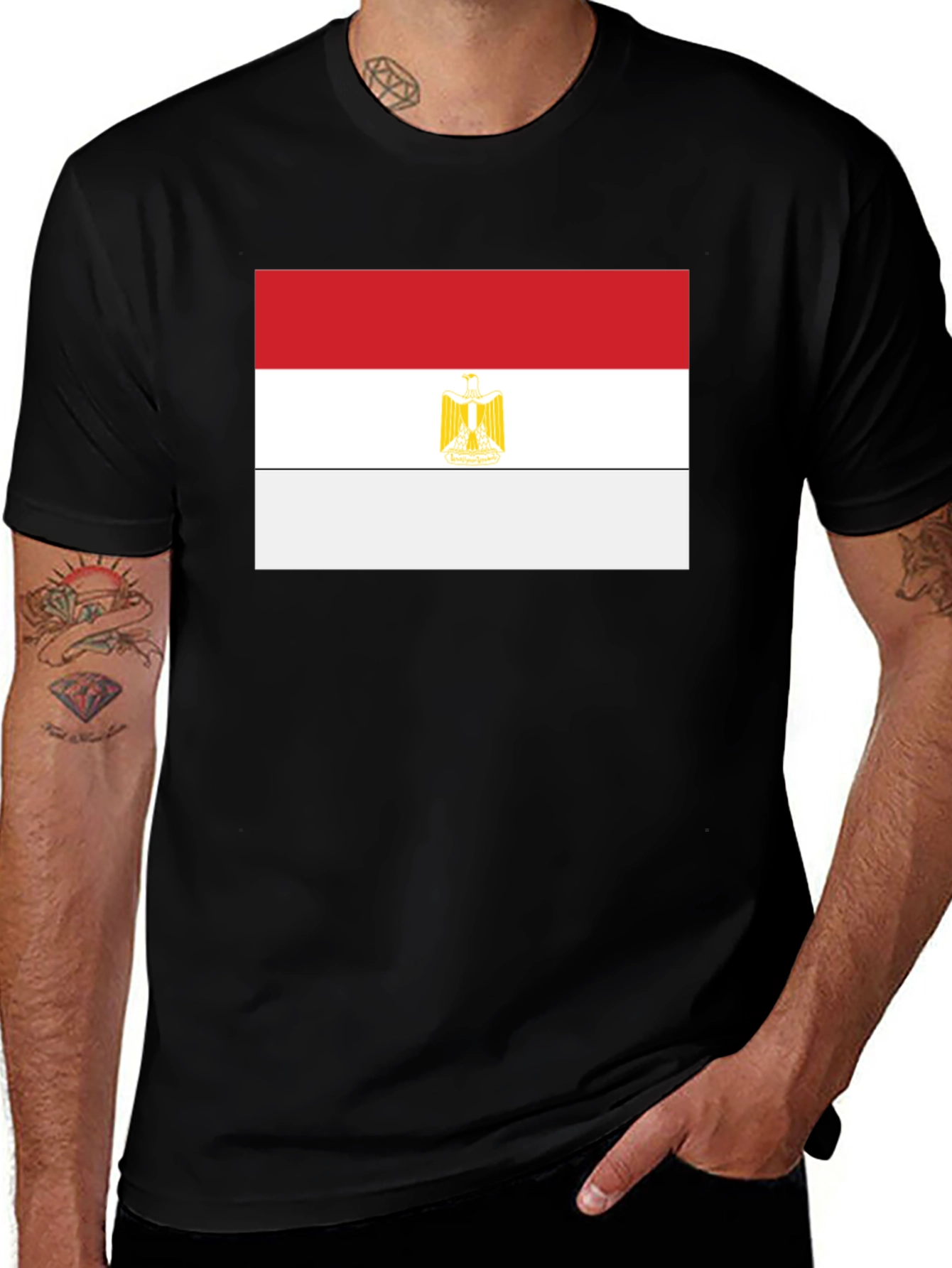 Variant 2 of Egypt Flag Graphic Tee - Black Cotton T-Shirt